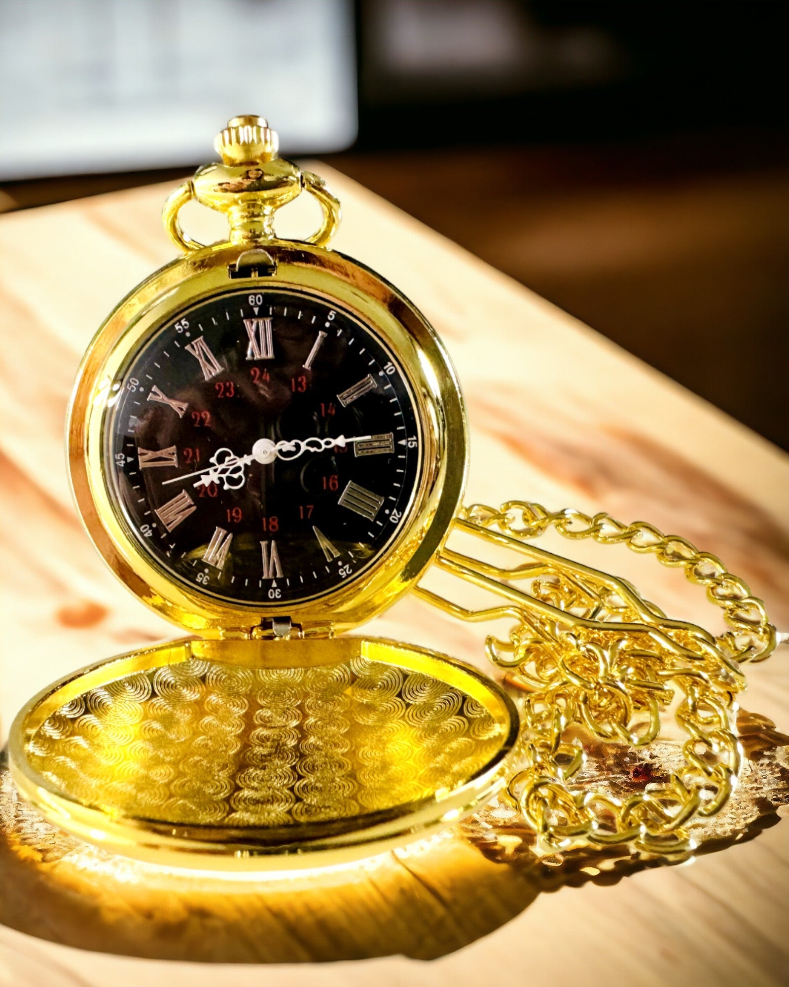 Golden Color Pocket Watch with Engraving Option