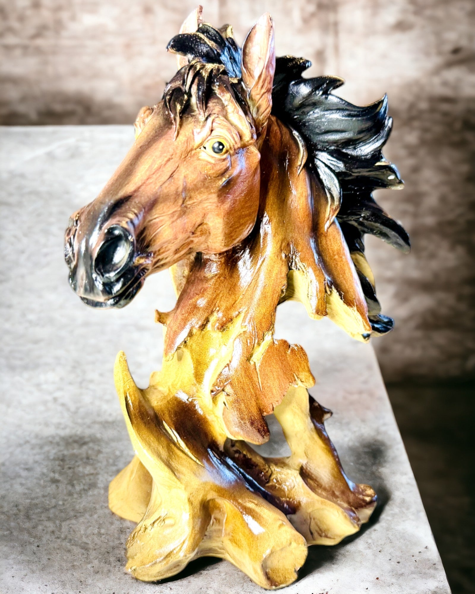 Resin Horse Sculpture in Abstract Style