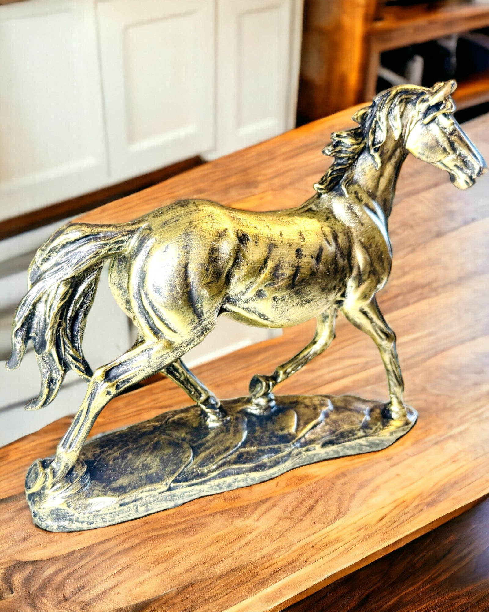 Resin Galloping Horse Figurine with Engraving Option