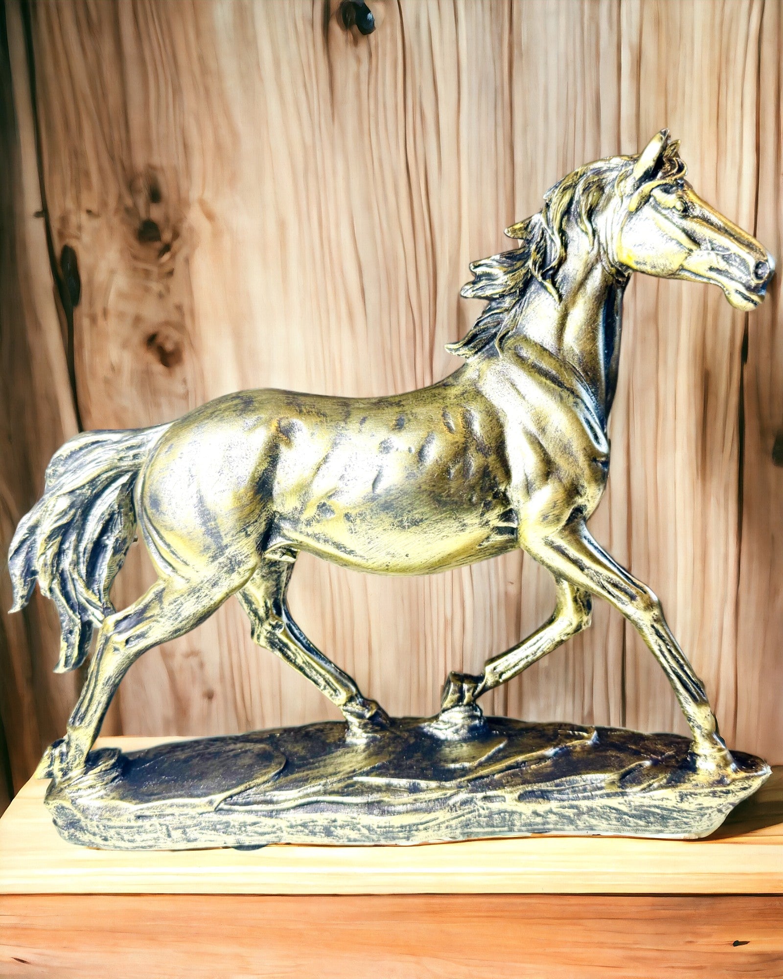 Resin Galloping Horse Figurine with Engraving Option