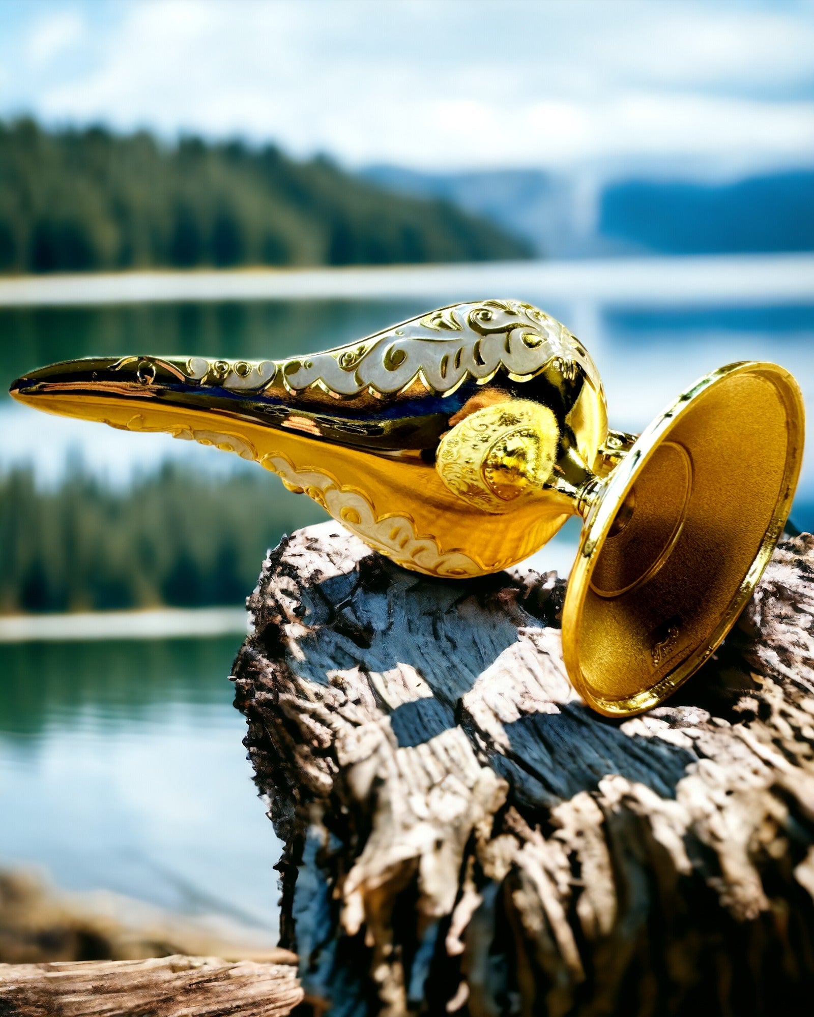 Magic Aladdin Lamp with Engraving Option - White Variant, interwoven with gold