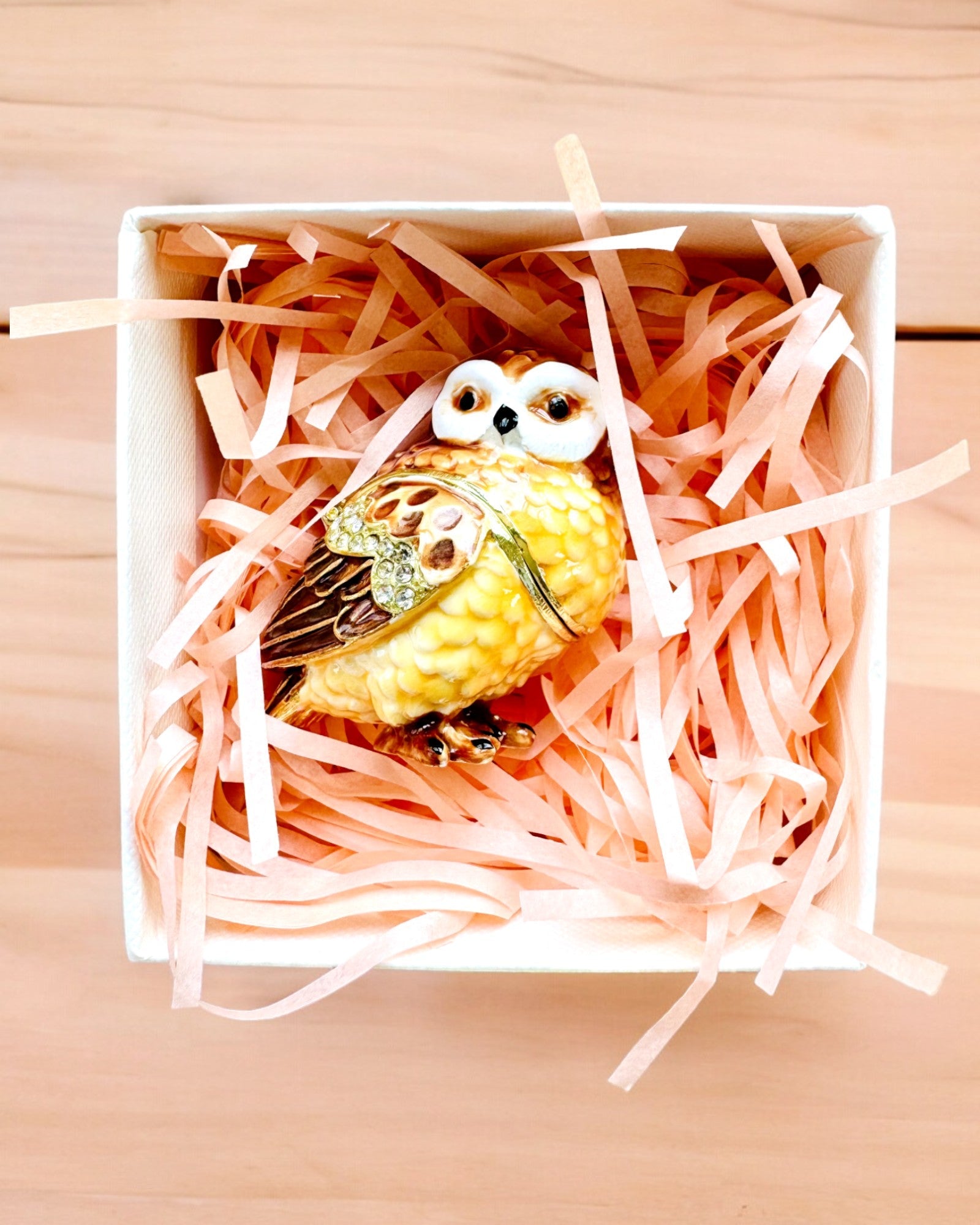 Charming Owl with Crystals - Jewelry Box with Custom Engraving Option, Gift