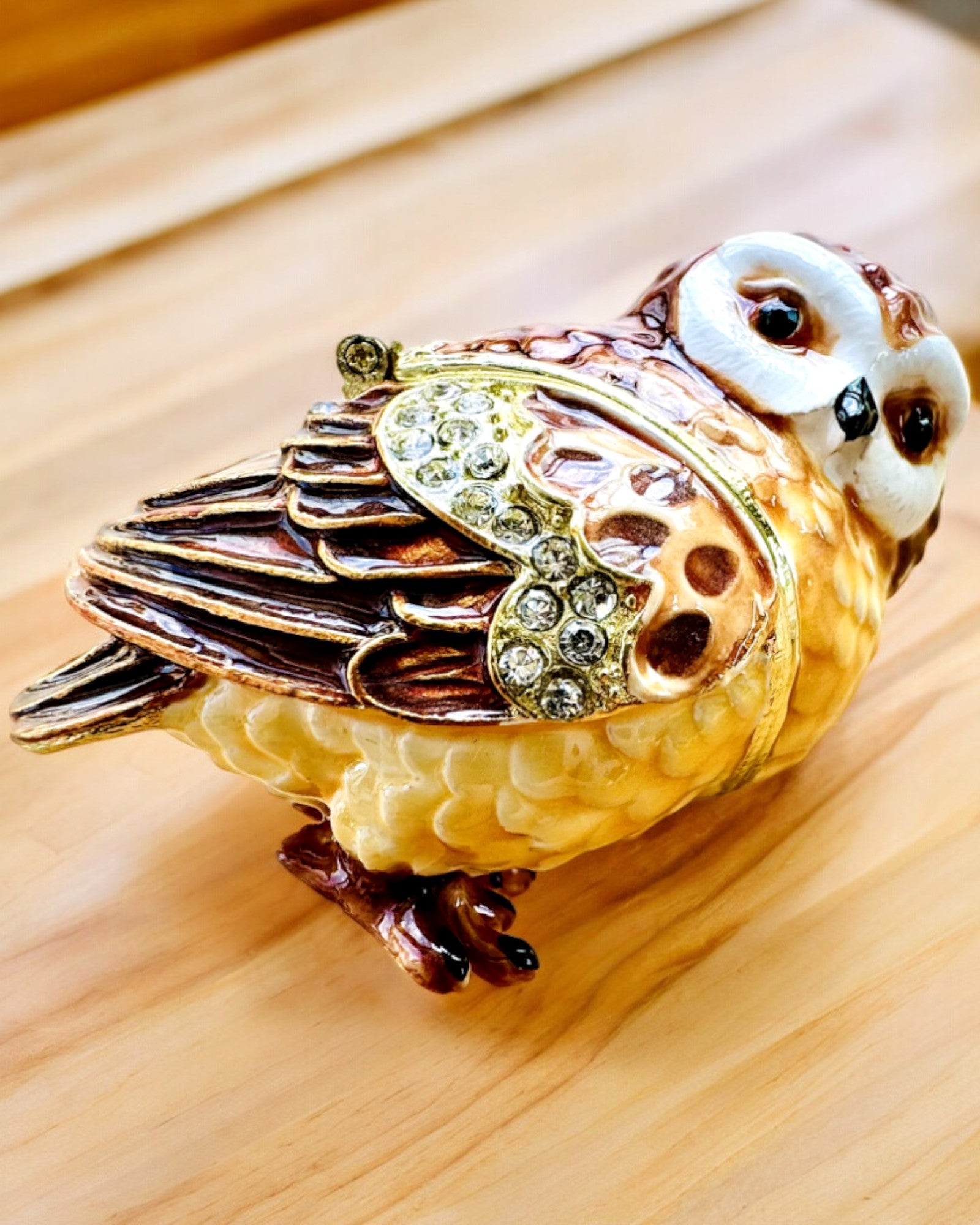 Charming Owl with Crystals - Jewelry Box with Custom Engraving Option, Gift