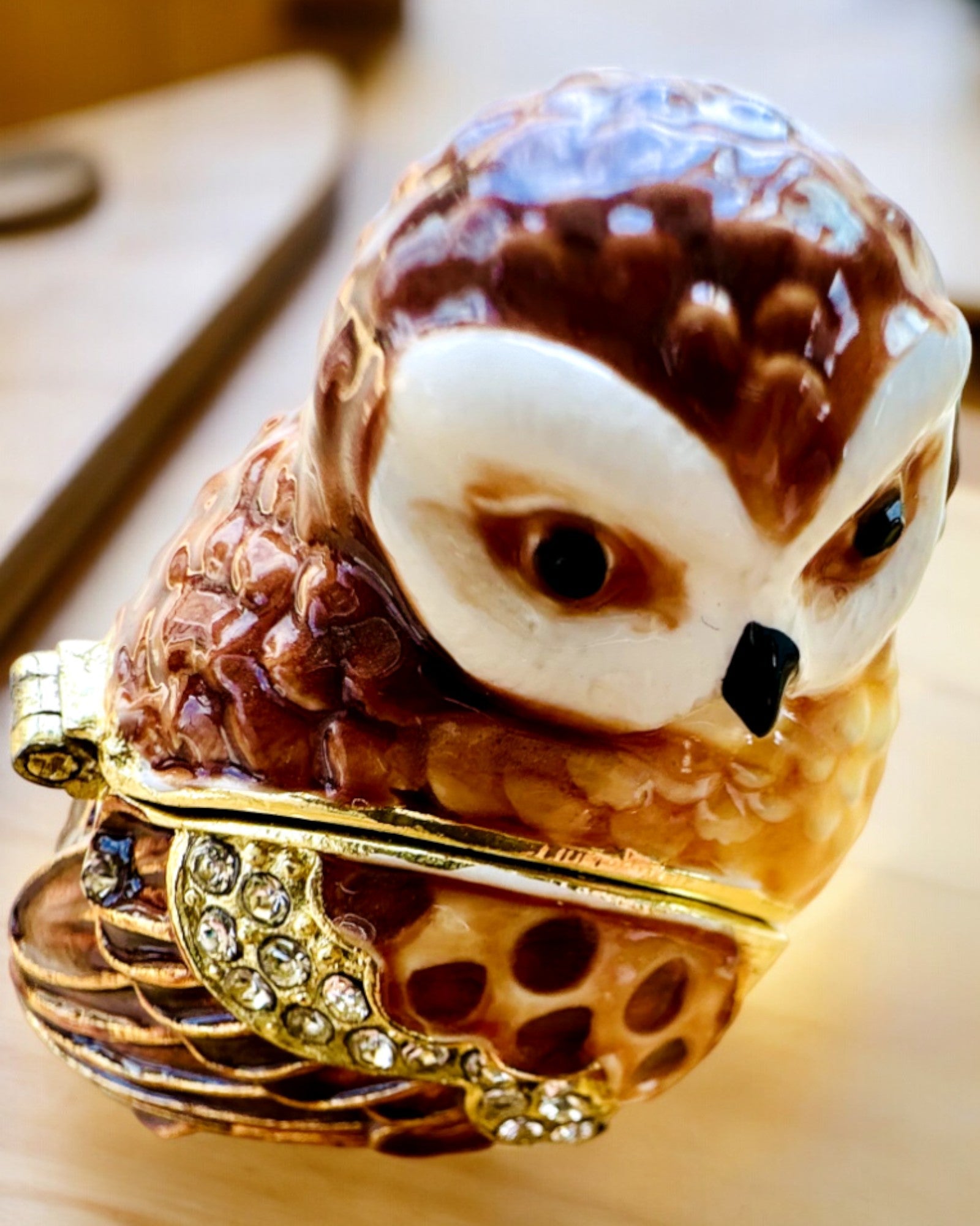 Charming Owl with Crystals - Jewelry Box with Custom Engraving Option, Gift