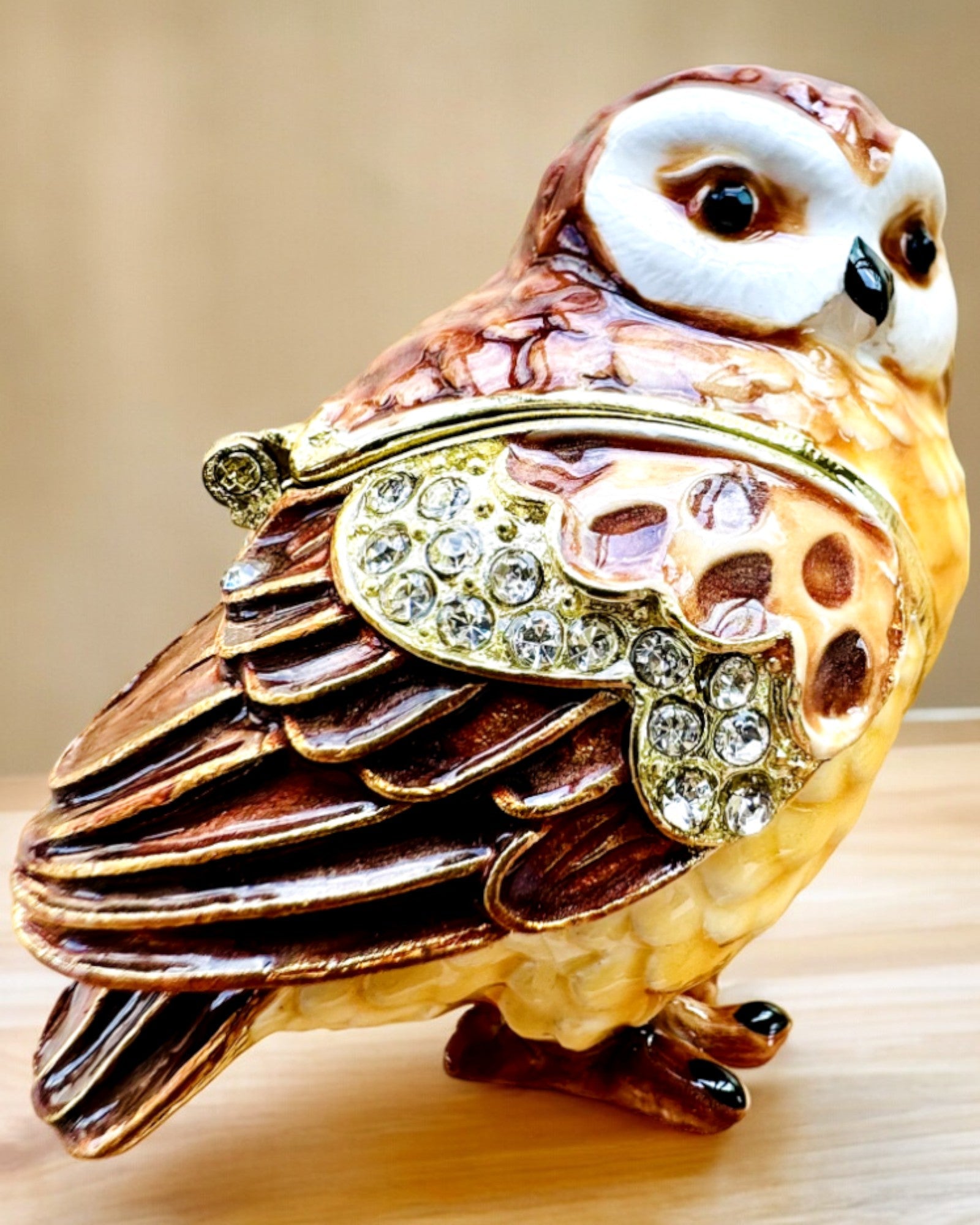 Charming Owl with Crystals - Jewelry Box with Custom Engraving Option, Gift