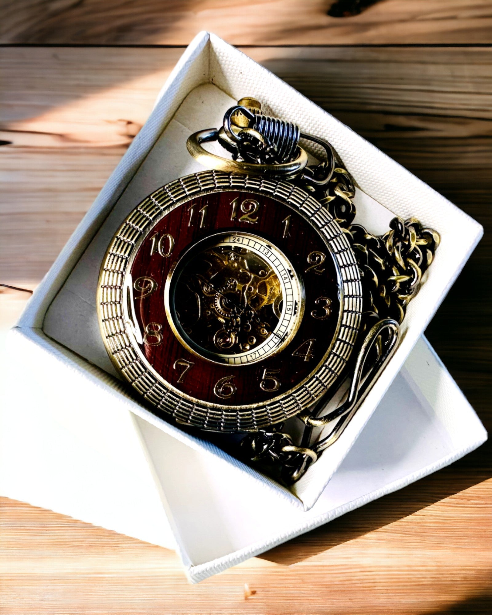 Pocket watch with visible mechanism – personalization option through engraving