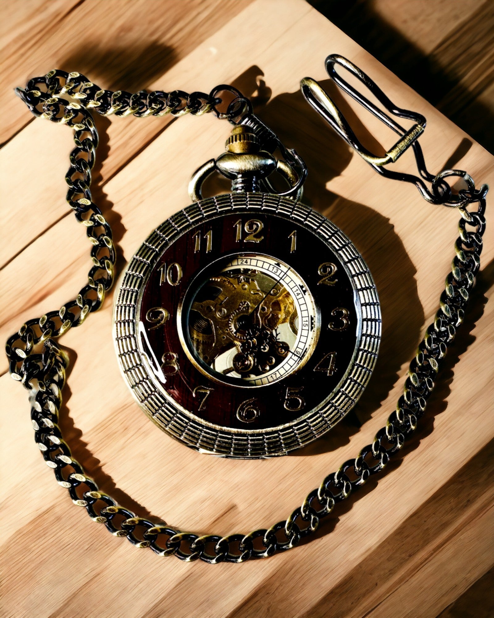Pocket watch with visible mechanism – personalization option through engraving