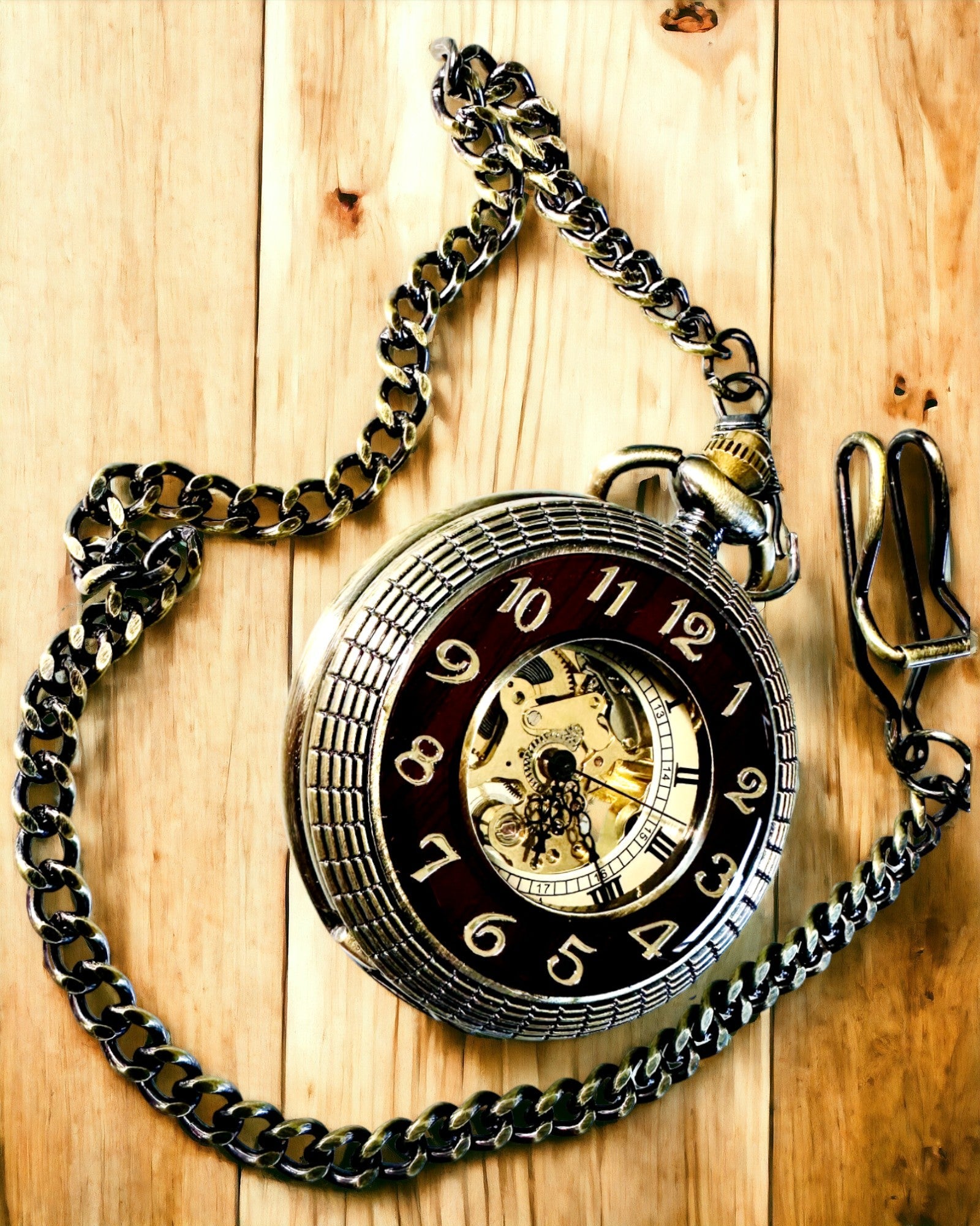 Pocket watch with visible mechanism – personalization option through engraving