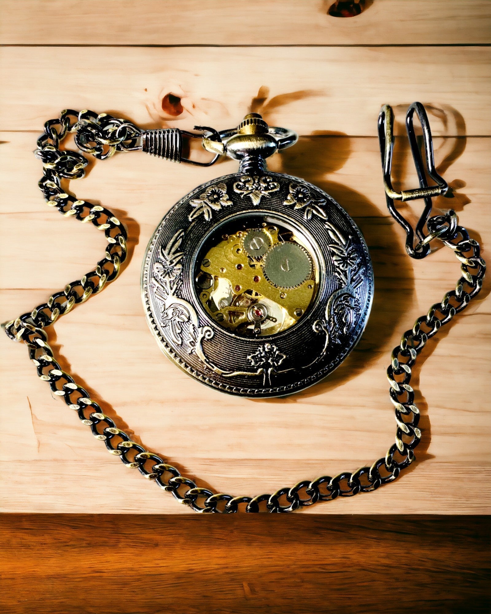 Pocket watch with visible mechanism – personalization option through engraving