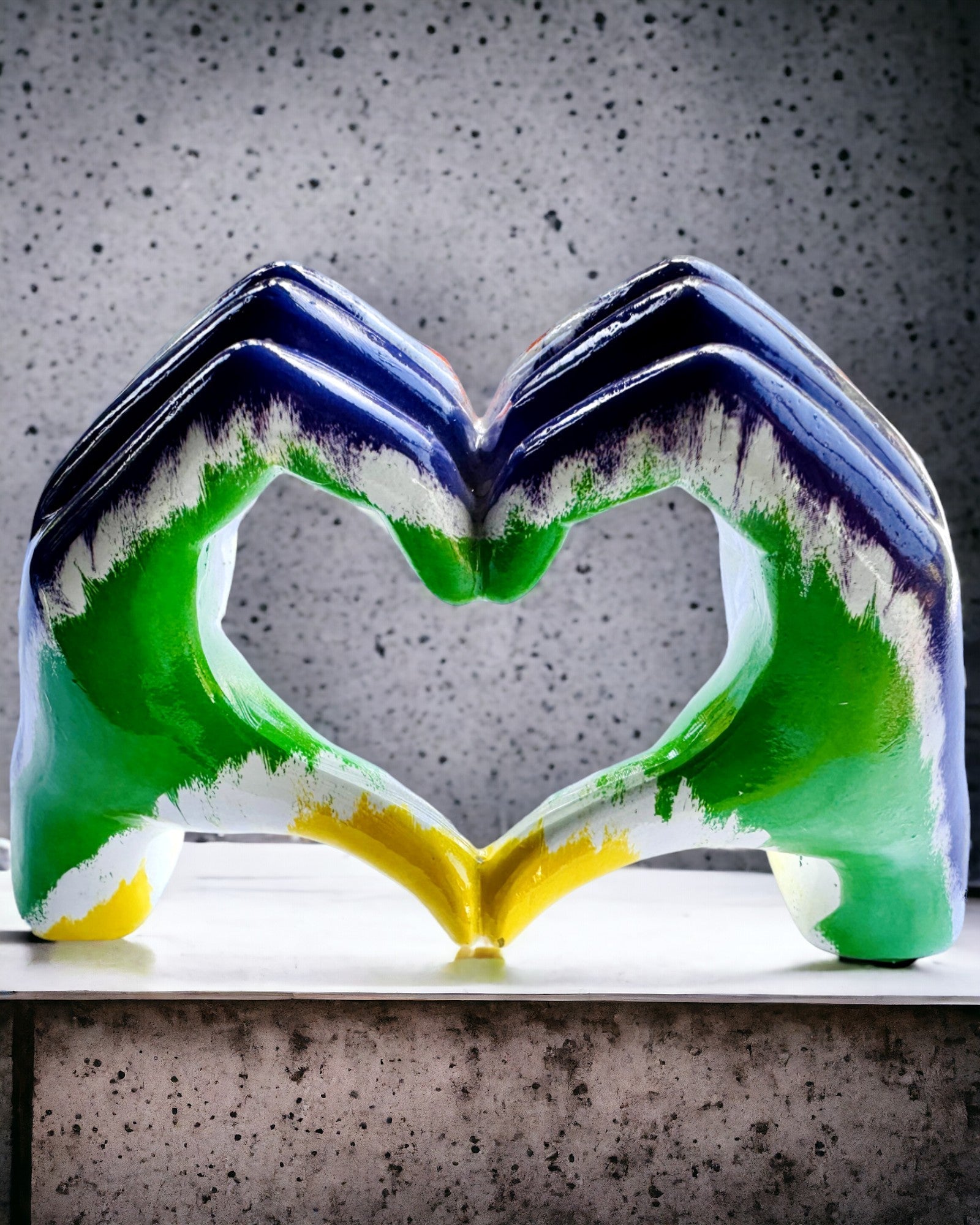 Colorful Spatial Heart - Decorative Resin Figurine with Personalization Option, as a Gift