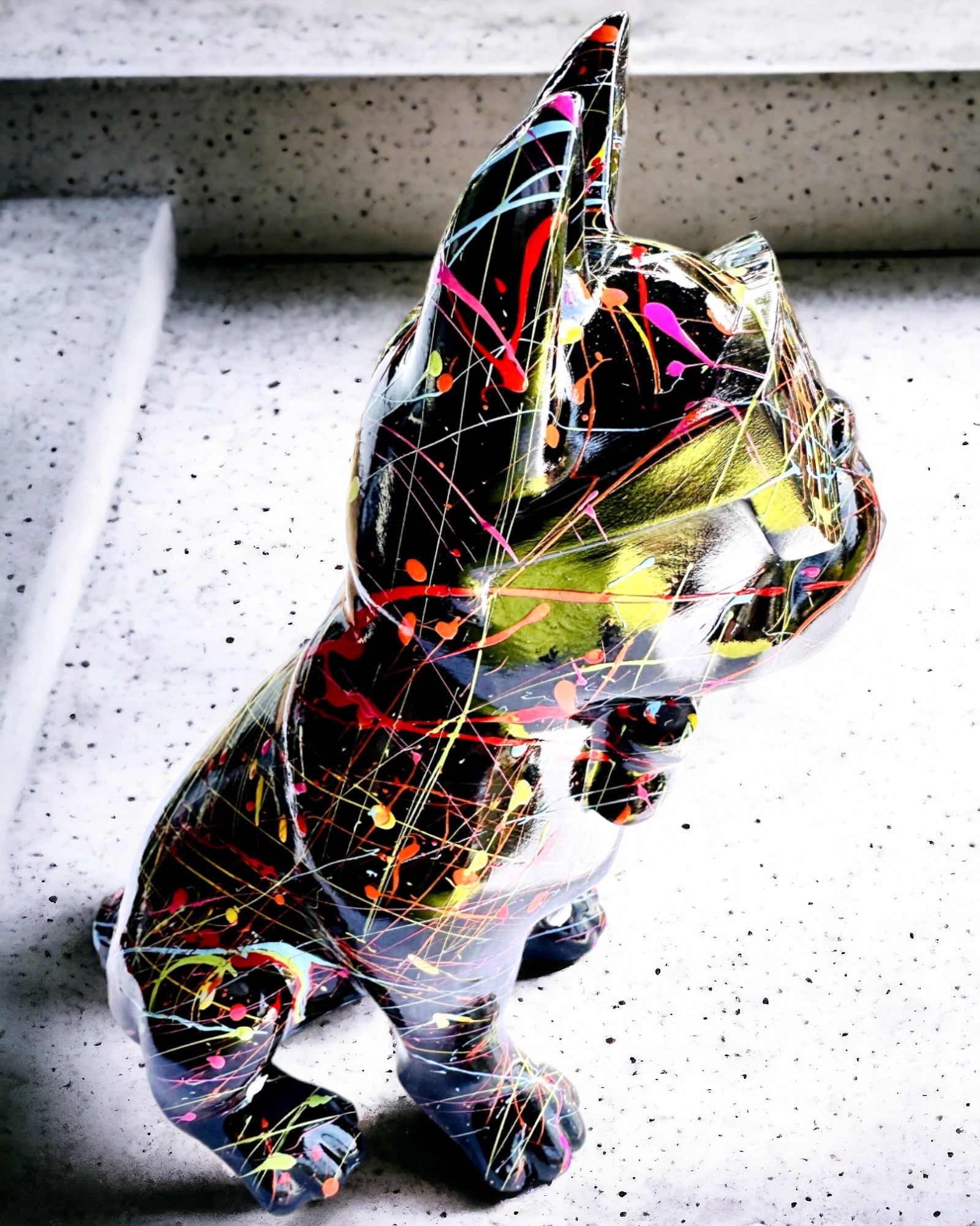 Colorful Artistic Pup - Hand-Painted French Bulldog, personalized with engraving, perfect as a gift