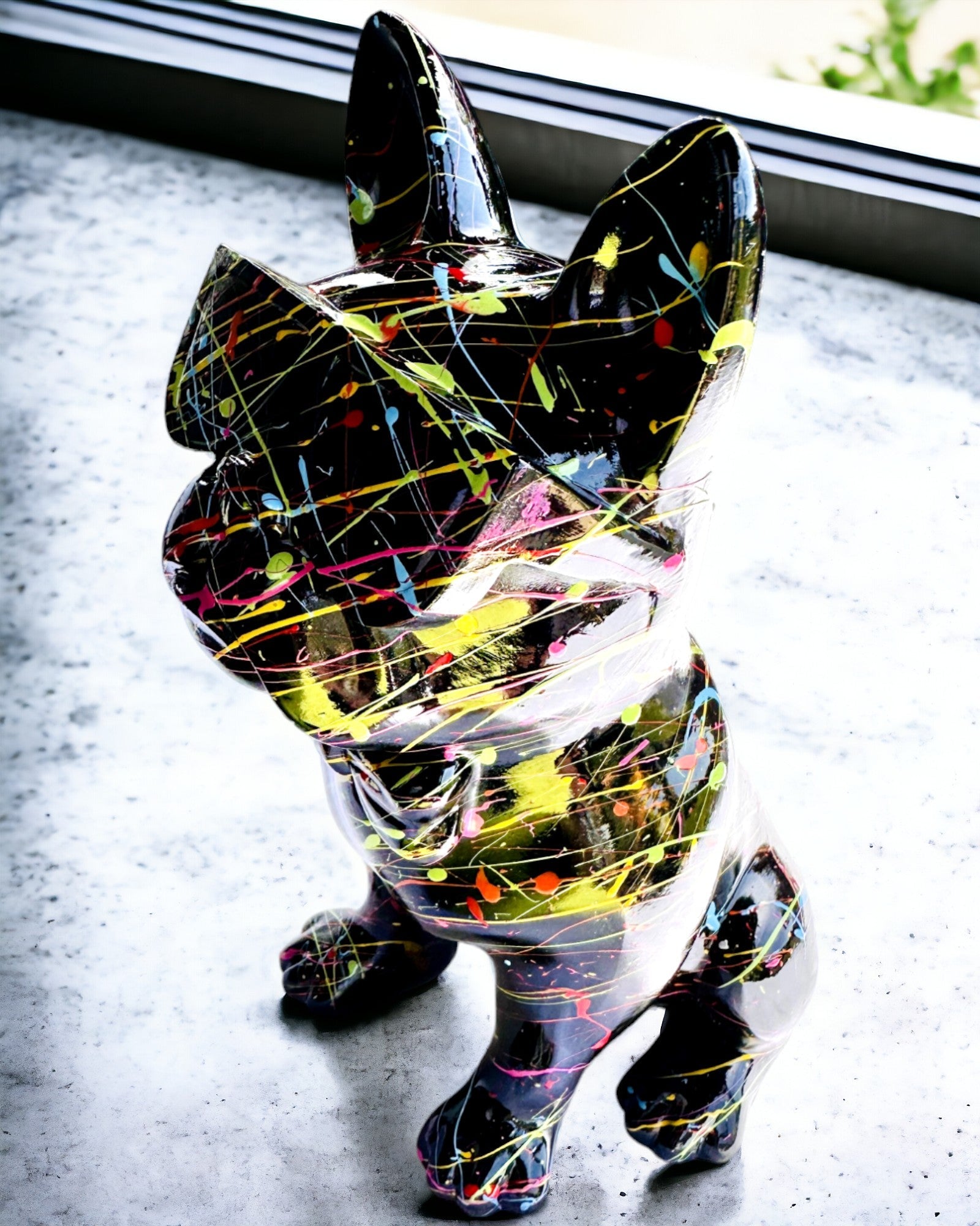 Colorful Artistic Pup - Hand-Painted French Bulldog, personalized with engraving, perfect as a gift