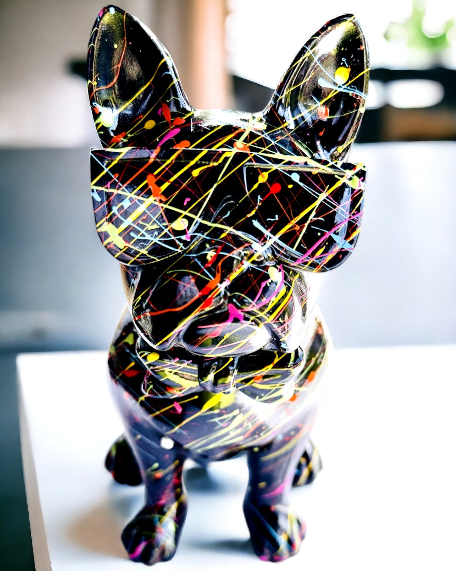 Colorful Artistic Pup - Hand-Painted French Bulldog, personalized with engraving, perfect as a gift