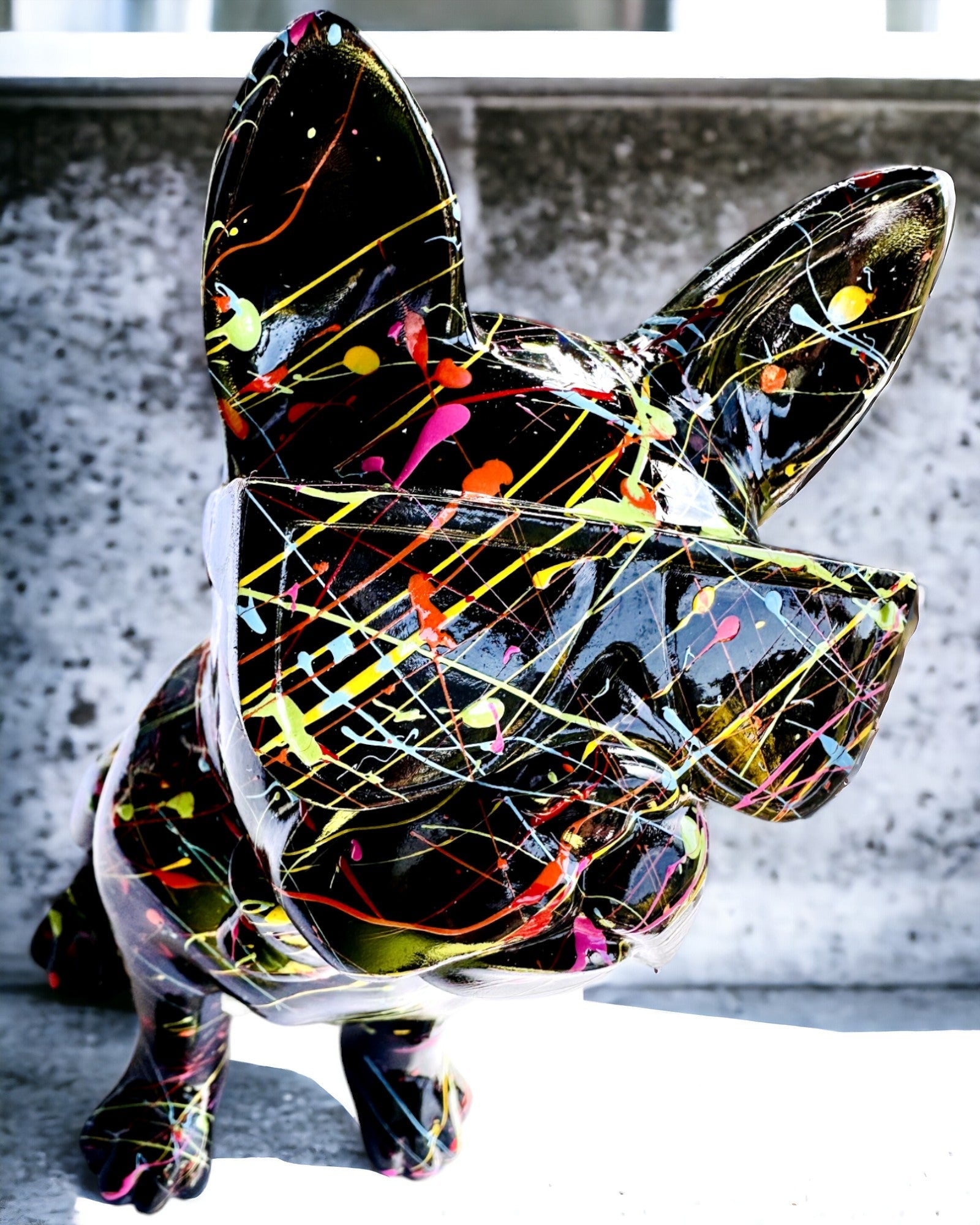 Colorful Artistic Pup - Hand-Painted French Bulldog, personalized with engraving, perfect as a gift