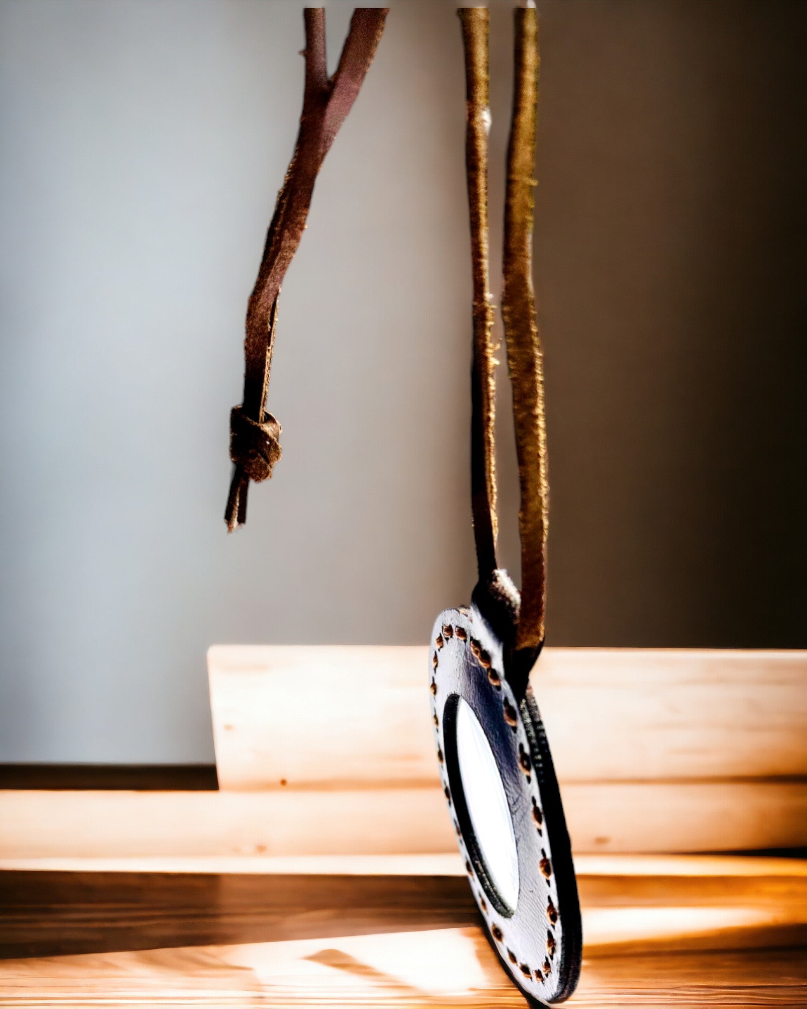 Indian Magnifying Glass Artifact, leather, handmade - customization with engraving available