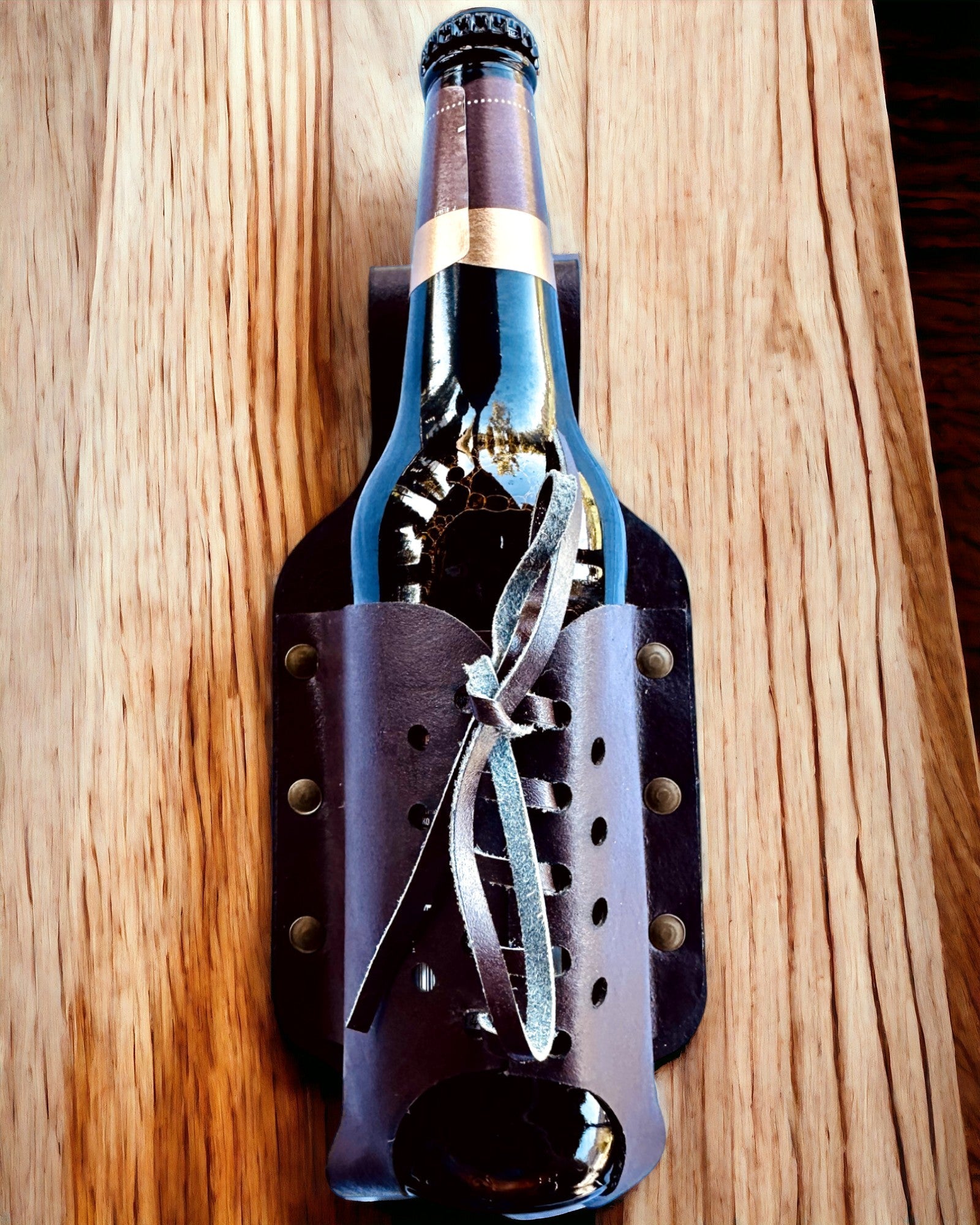 Leather Bottle Cover "LeatherCraft Elegance" - personalization available