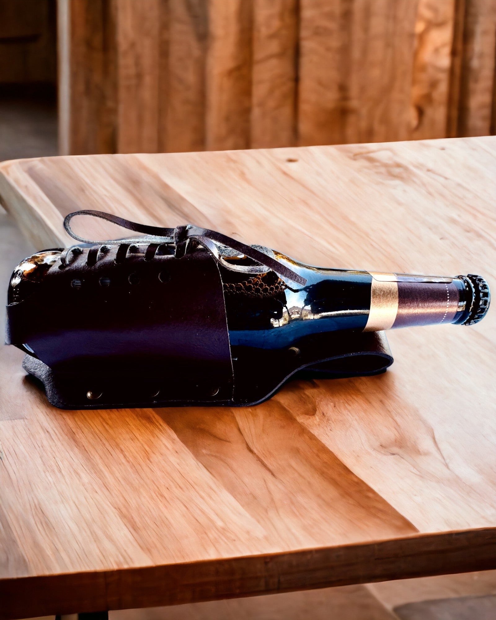 Leather Bottle Cover "LeatherCraft Elegance" - personalization available