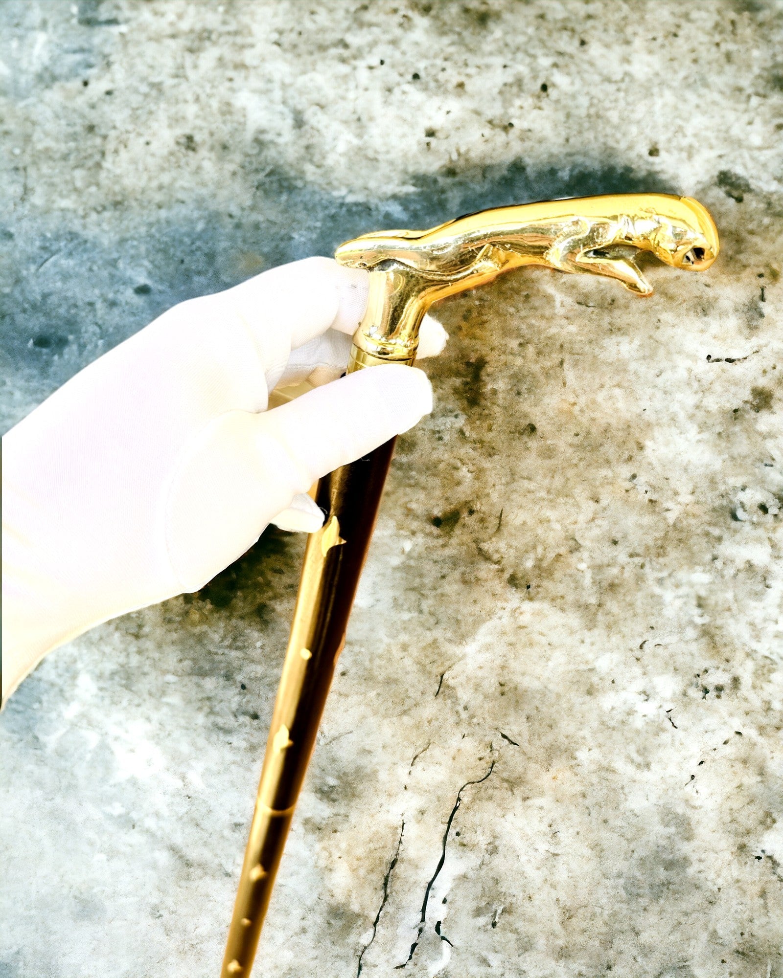 Mango Wood Walking Cane "Jaguar Elegance" - customizable with engraving