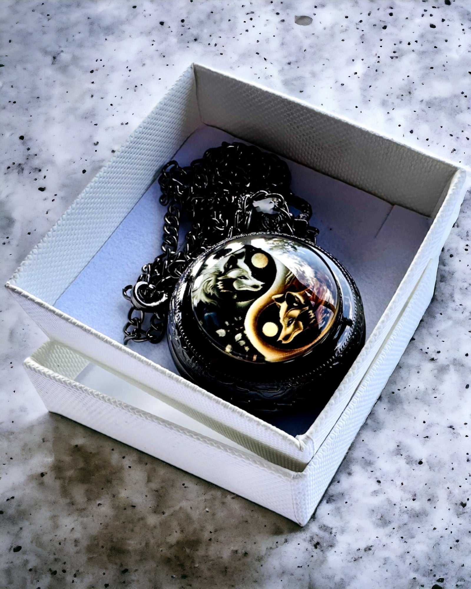 Pocket Watch "Mystic Wolves" with personalization engraving option