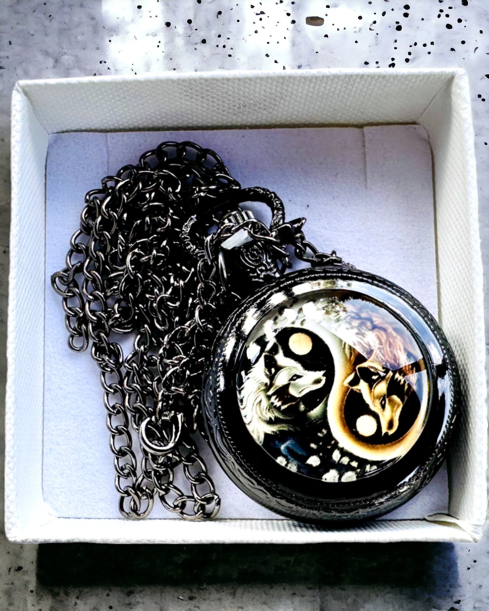 Pocket Watch "Mystic Wolves" with personalization engraving option