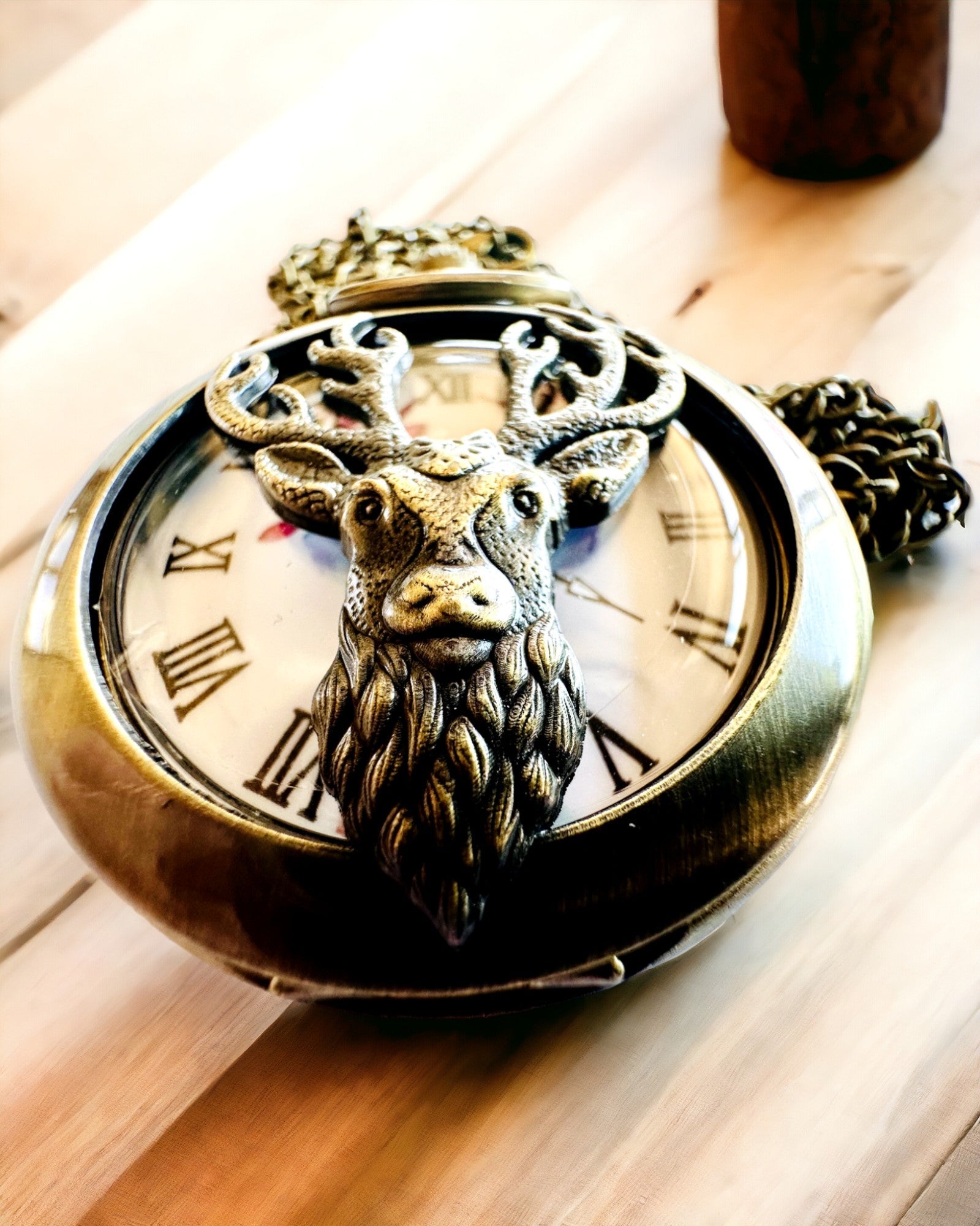 Pocket Watch Forest Guardian - Elegant Watch with Deer Motif, customizable with engraving