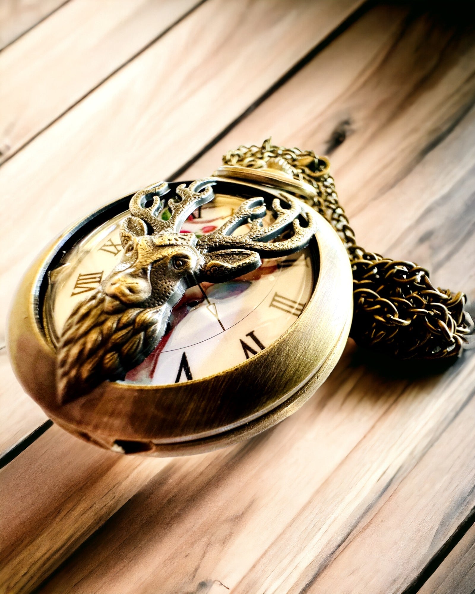 Pocket Watch Forest Guardian - Elegant Watch with Deer Motif, customizable with engraving