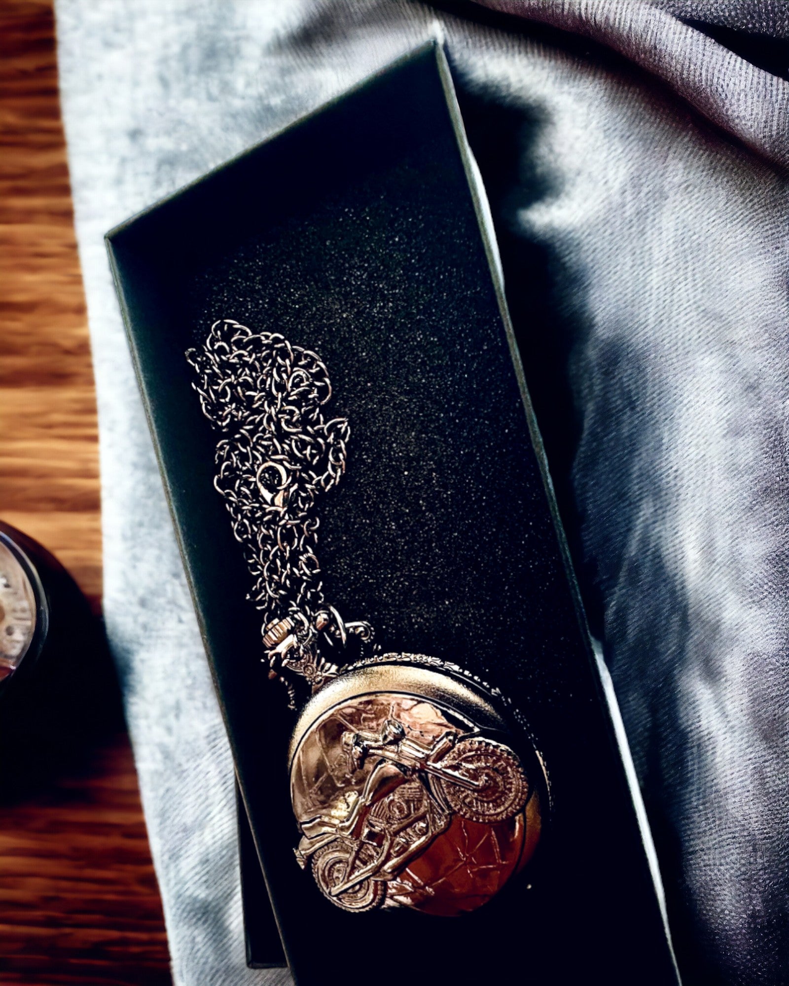 Elegant Pocket Watch Motorcycle Passion, personalization with engraving available
