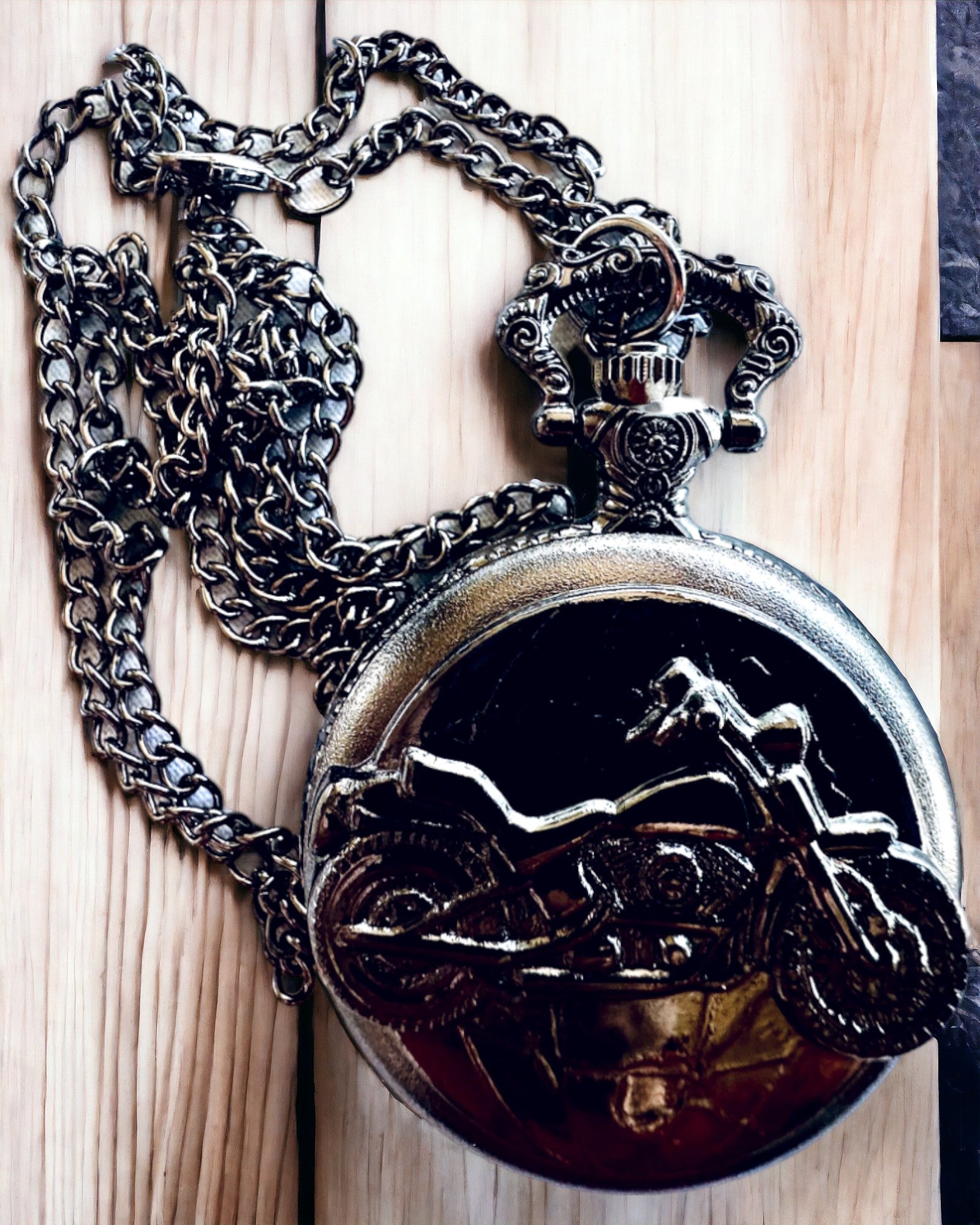 Elegant Pocket Watch Motorcycle Passion, personalization with engraving available