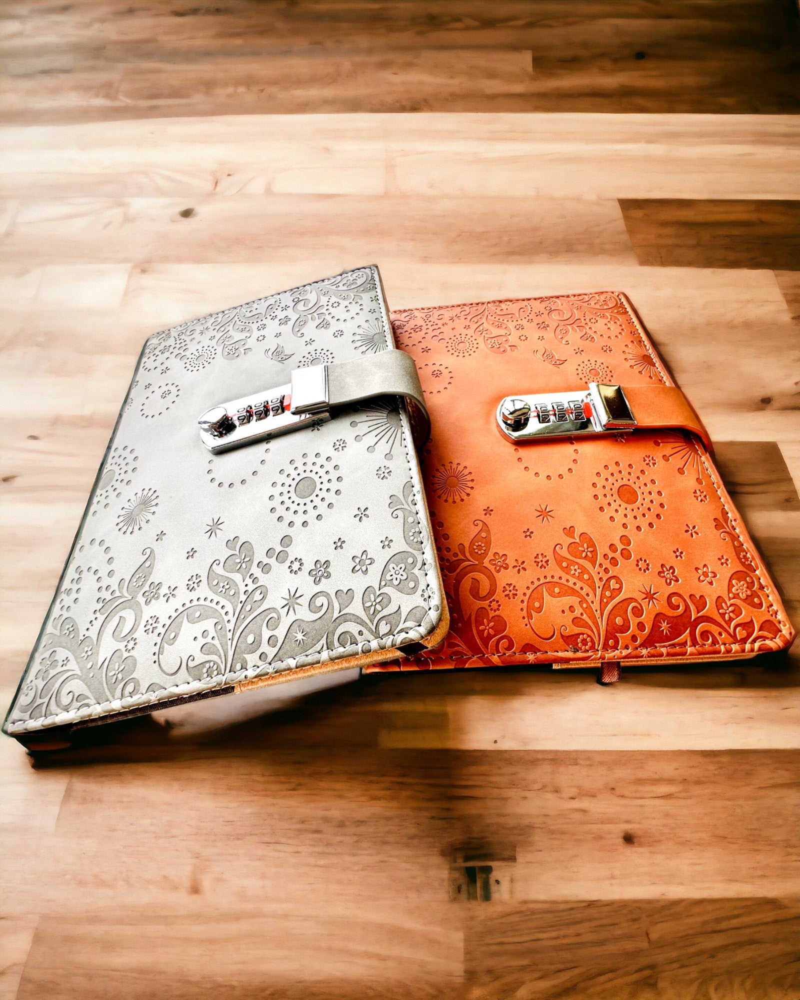 Exclusive Notebook, PU Leather, A5 with Combination Lock - "Secret Journal", personalization with engraving