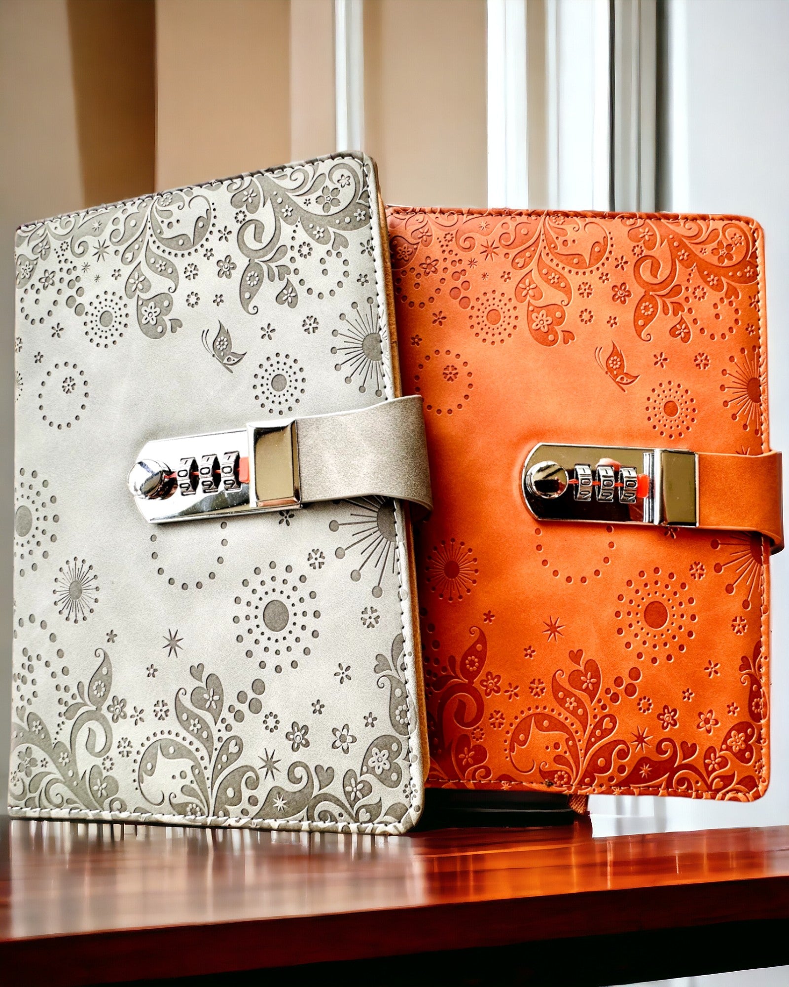 Exclusive Notebook, PU Leather, A5 with Combination Lock - "Secret Journal", personalization with engraving