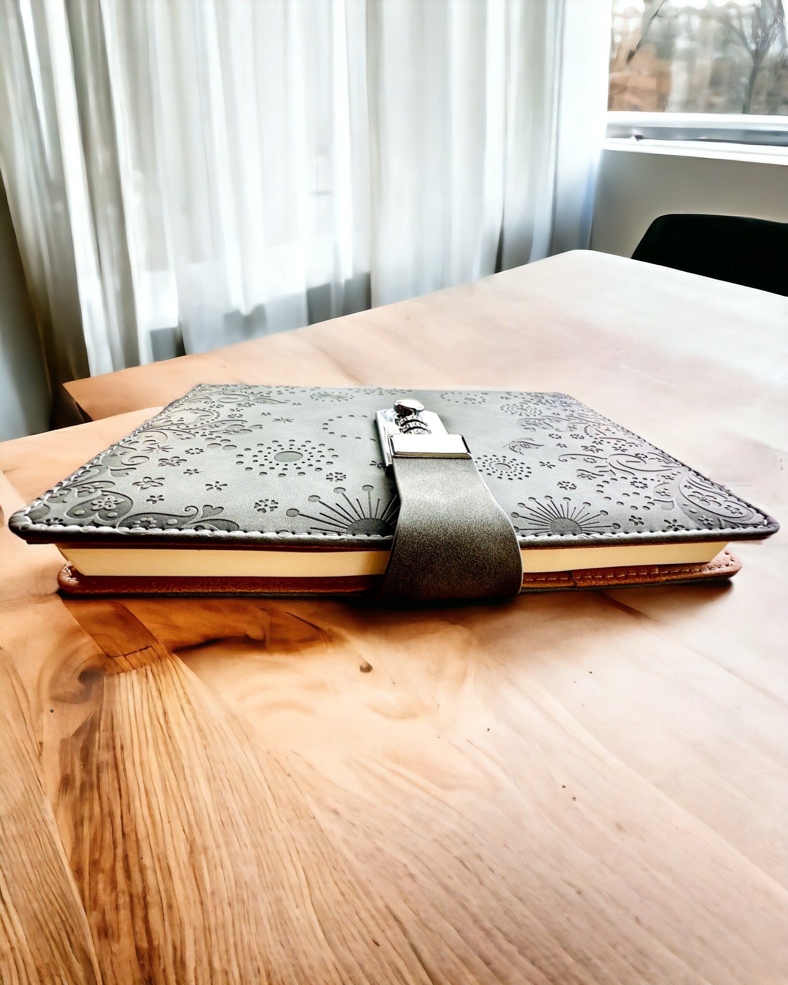 Exclusive Notebook, PU Leather, A5 with Combination Lock - "Secret Journal", personalization with engraving