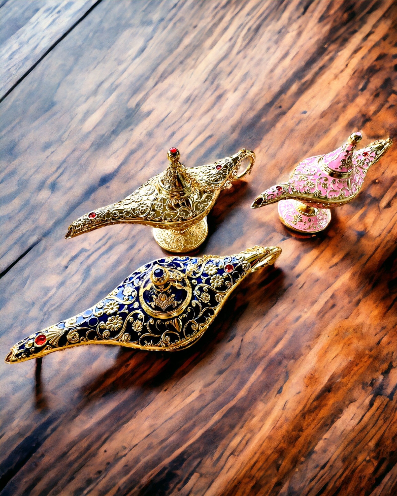 Magic Aladdin Lamp with Engraving Option - Pink Variant, interwoven with gold