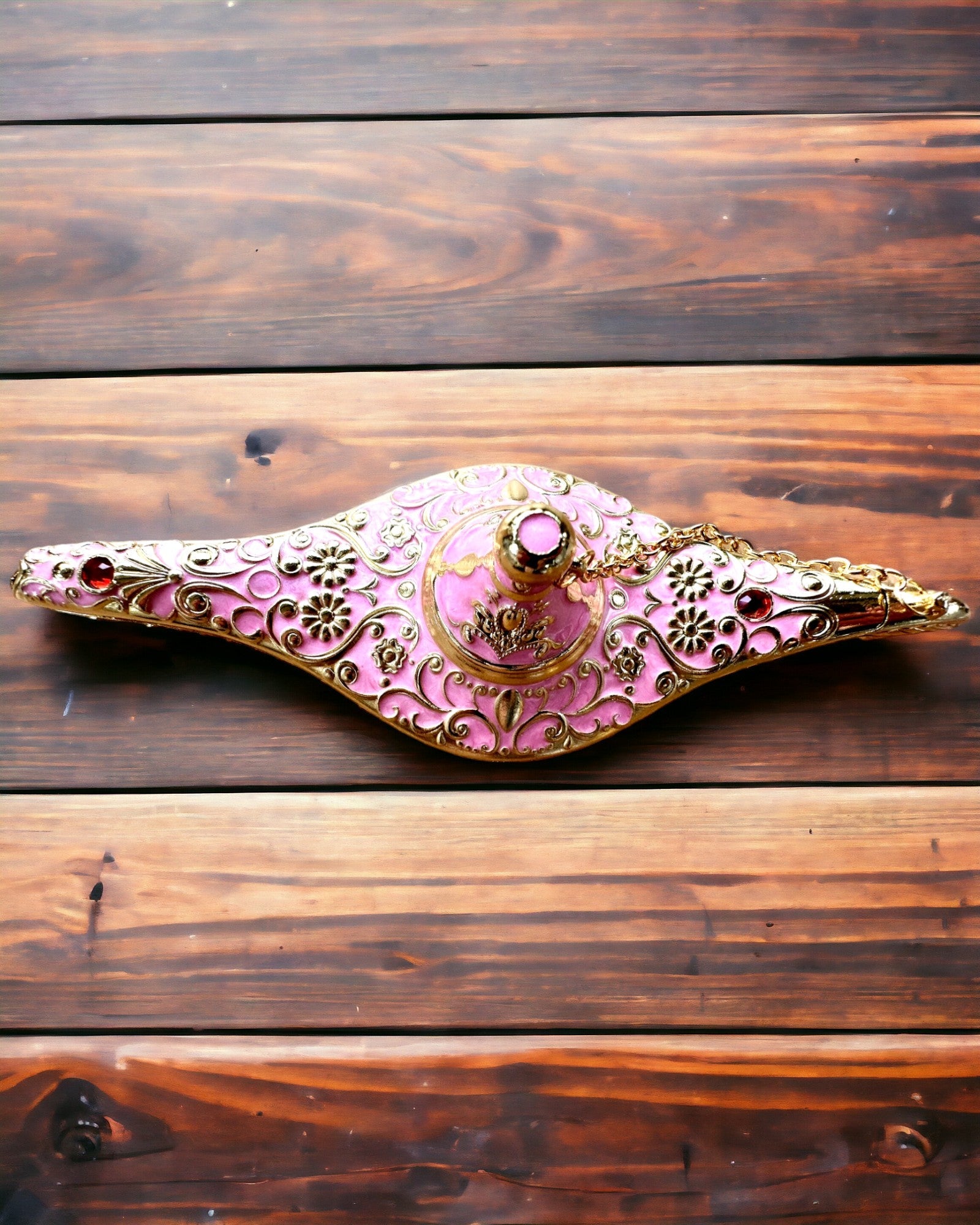 Magic Aladdin Lamp with Engraving Option - Pink Variant, interwoven with gold