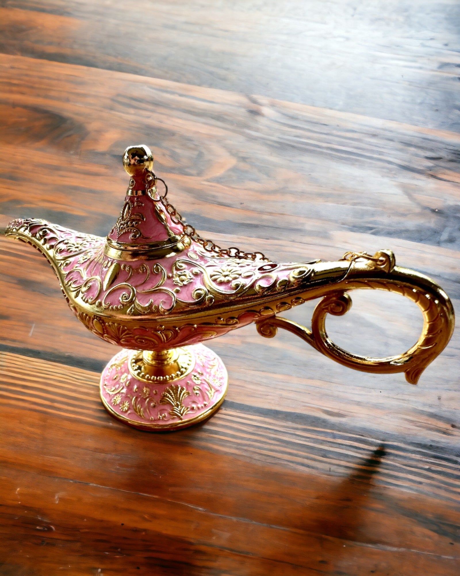 Magic Aladdin Lamp with Engraving Option - Pink Variant, interwoven with gold