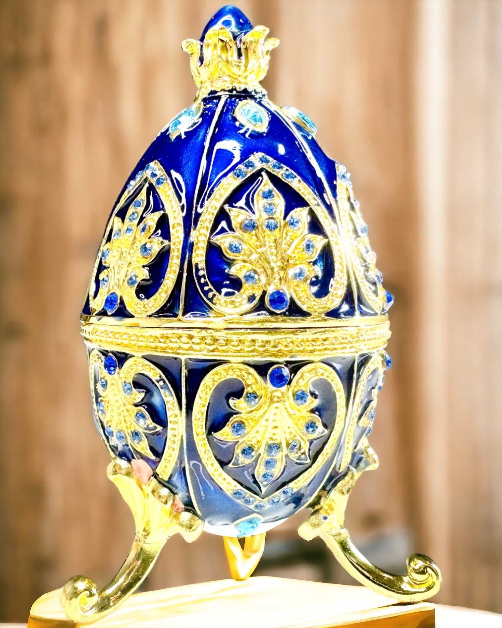 Exclusive Faberge Egg - dark blue color – Decorative Enamel Jewelry Box