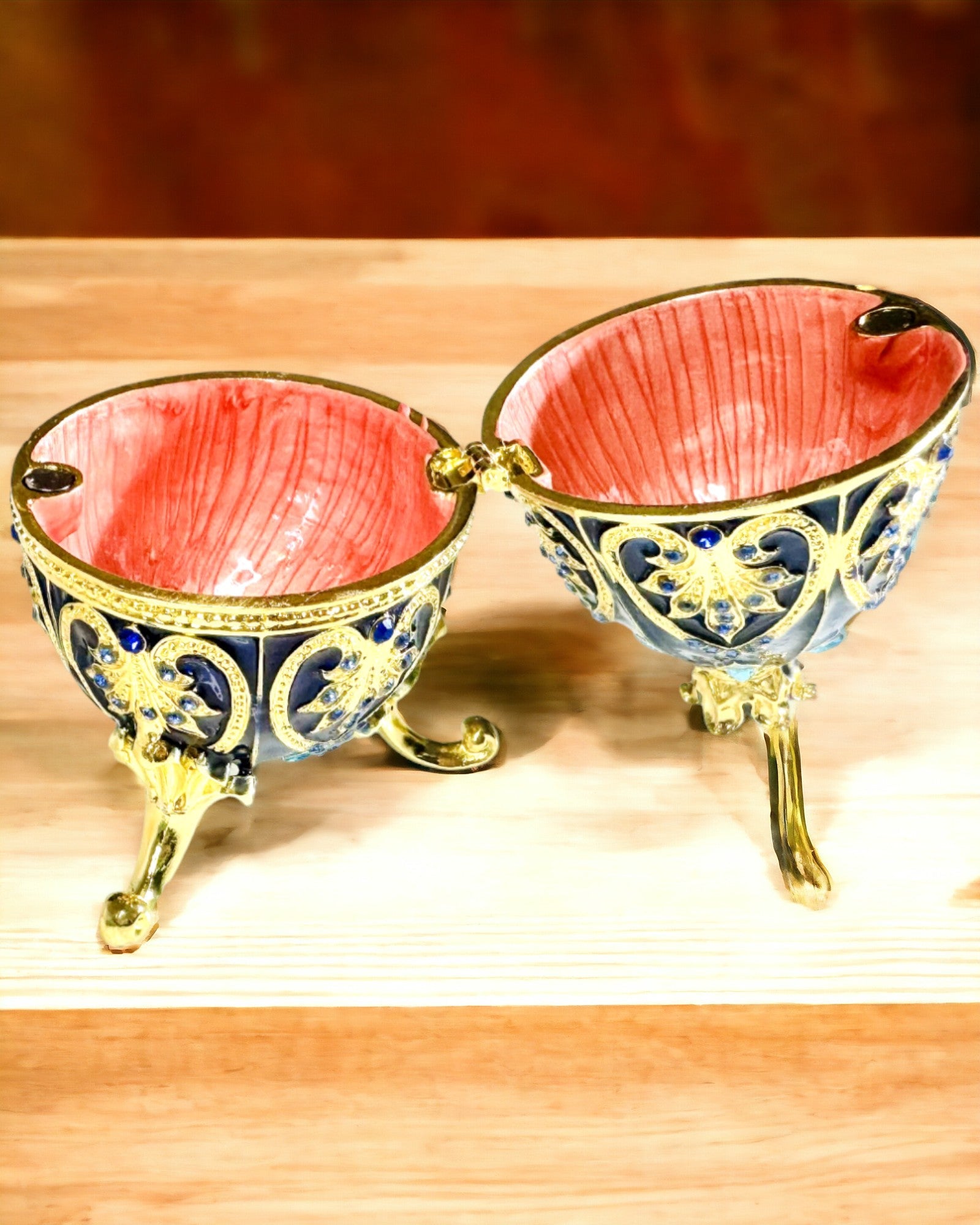 Exclusive Faberge Egg - dark blue color – Decorative Enamel Jewelry Box