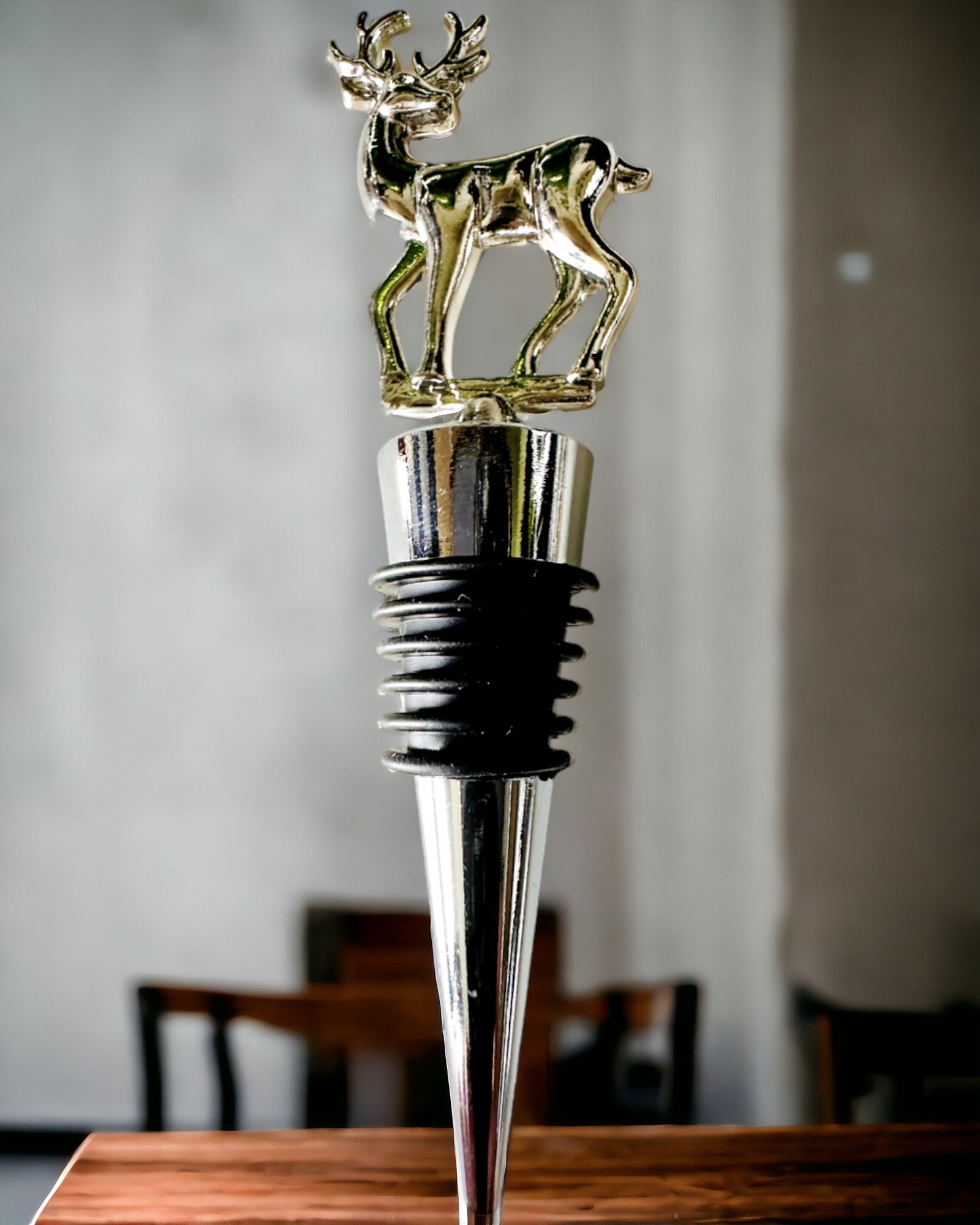 Exclusive Metal Wine Stopper with Deer - Elegant and Functional, customizable with engraving