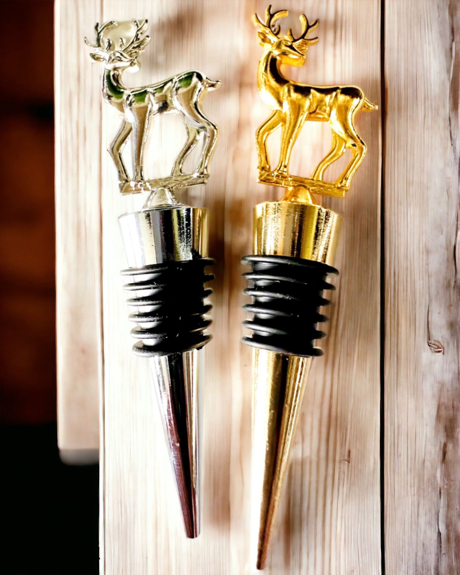 Exclusive Metal Wine Stopper with Deer - Elegant and Functional, customizable with engraving