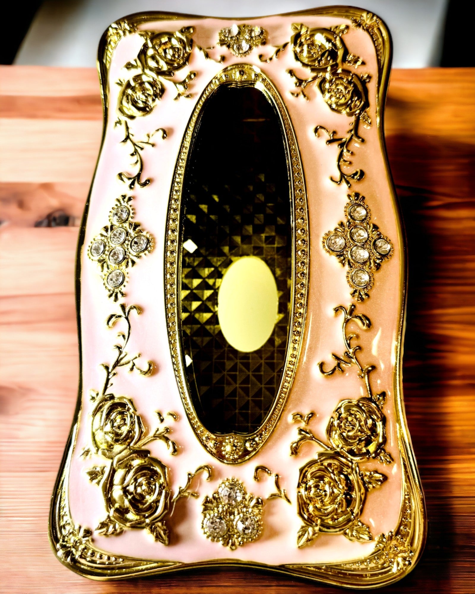 Elegant Pink Tissue Box with Embossed Roses – A Luxurious Touch for the Living Room, Hotel, or Club