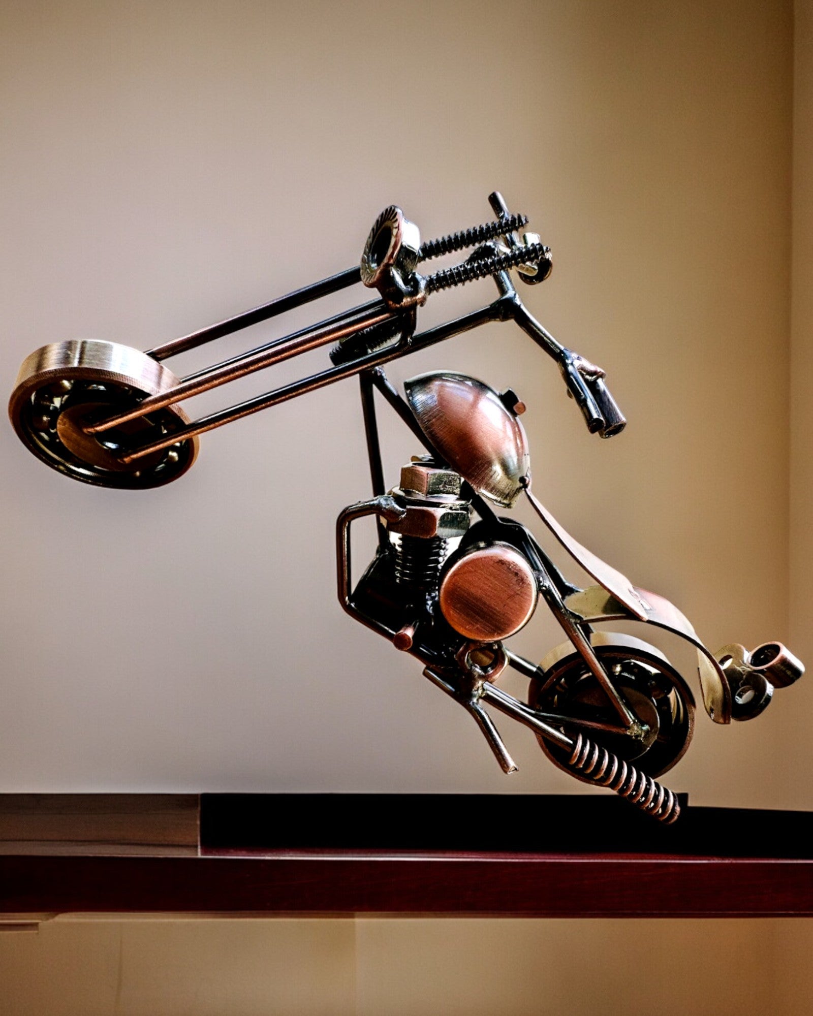 Handmade Iron Motorcycle Model, Chopper, Customization, Engraving for Gift