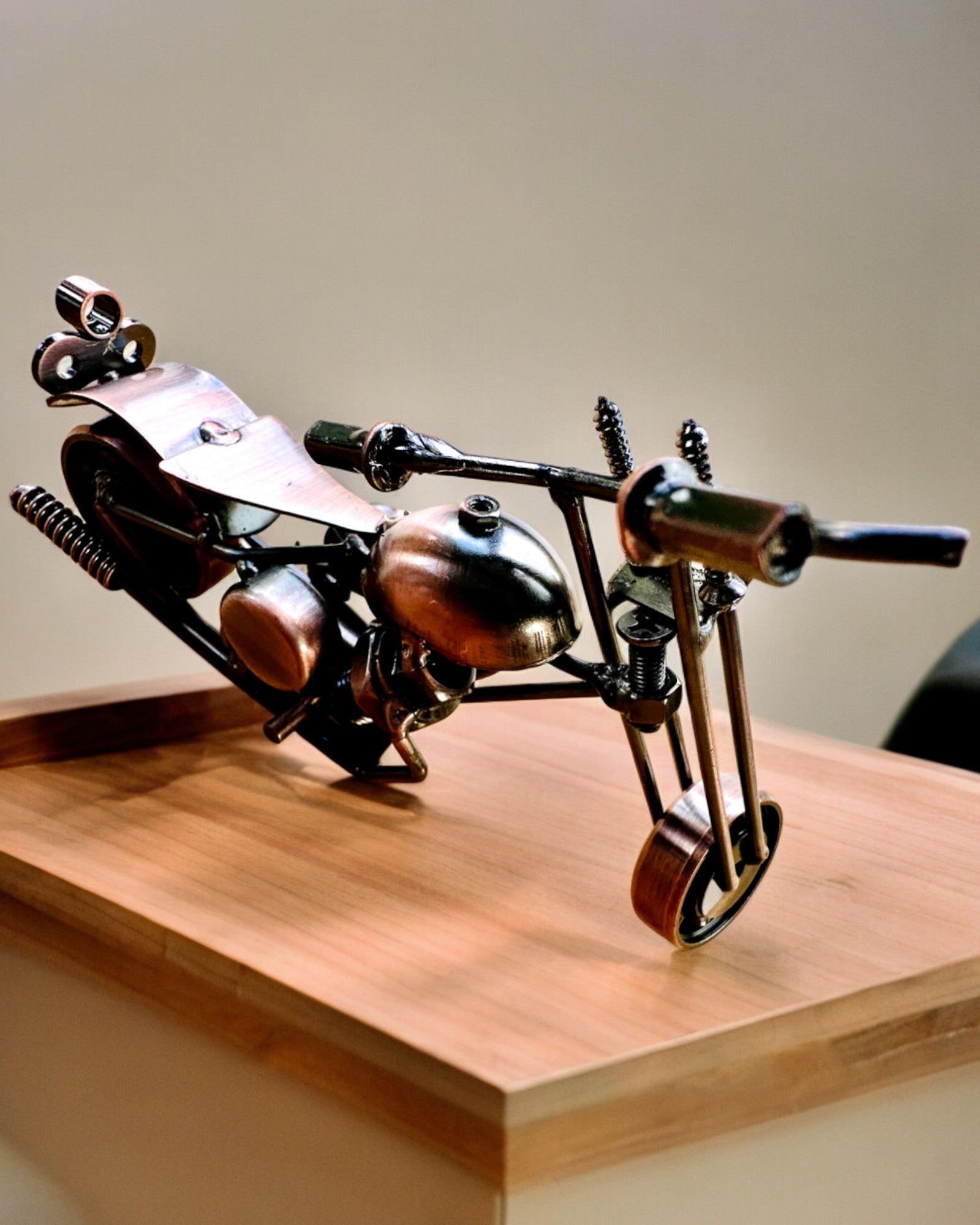 Handmade Iron Motorcycle Model, Chopper, Customization, Engraving for Gift