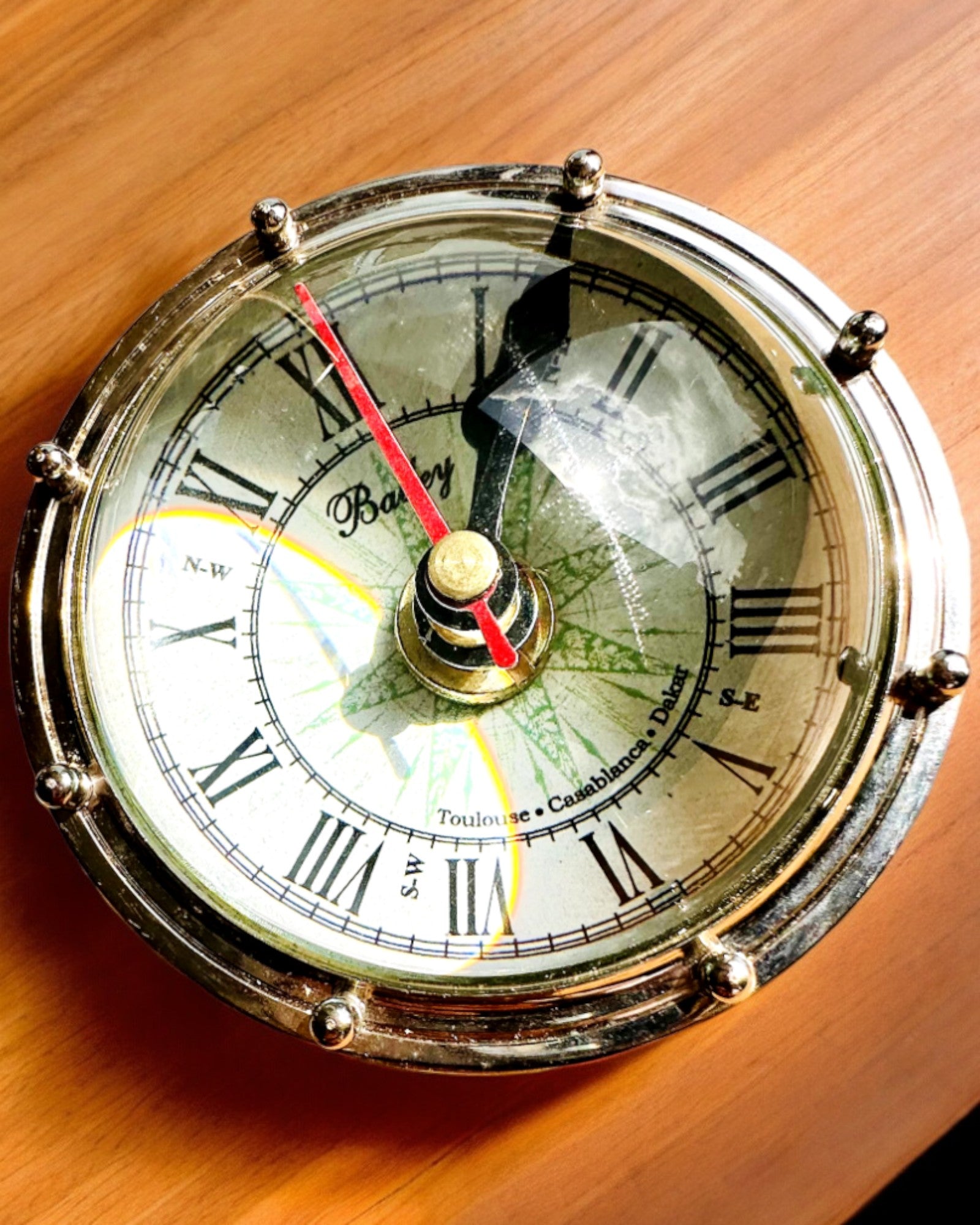 Bailey Compass Clock - Elegant Clock with Compass Motif with Engraving Option