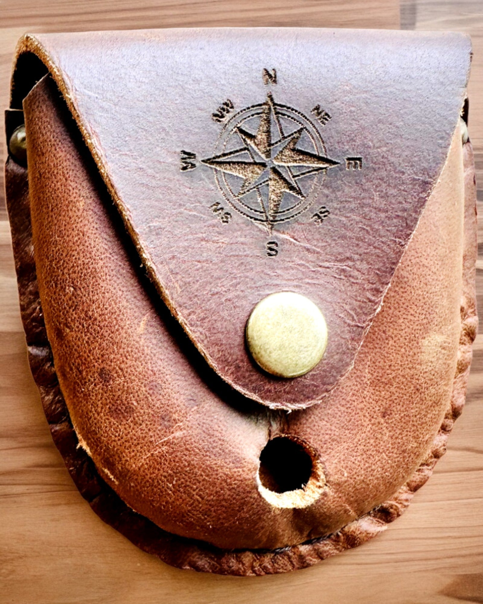 Leather Case "Explorer" - for compact compass or pocket watch - personalization with engraving available