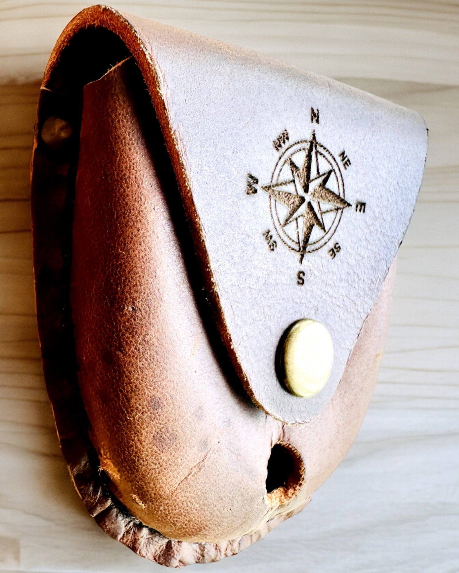 Leather Case "Explorer" - for compact compass or pocket watch - personalization with engraving available