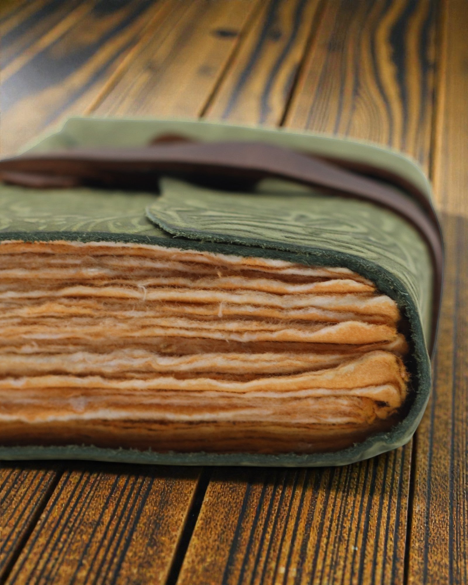 Green Maze Vintage – leather notebook with aged pages 12,7 × 8,9 cm