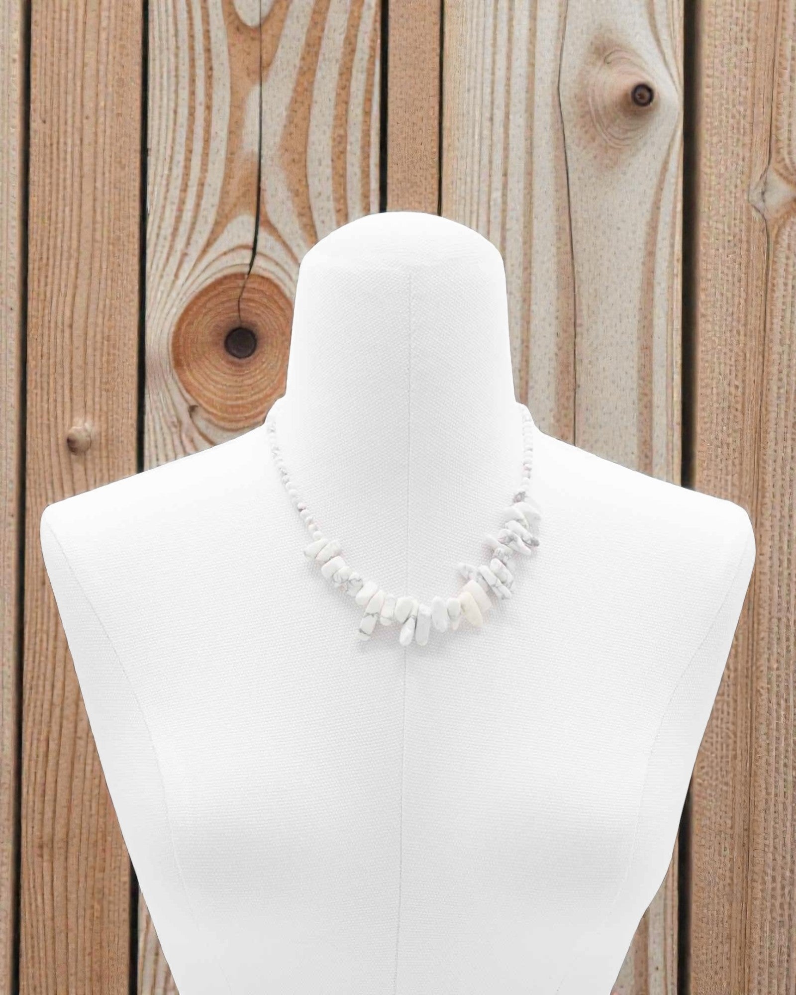 Snowy Silence – Necklace of Long White Jasper Stones