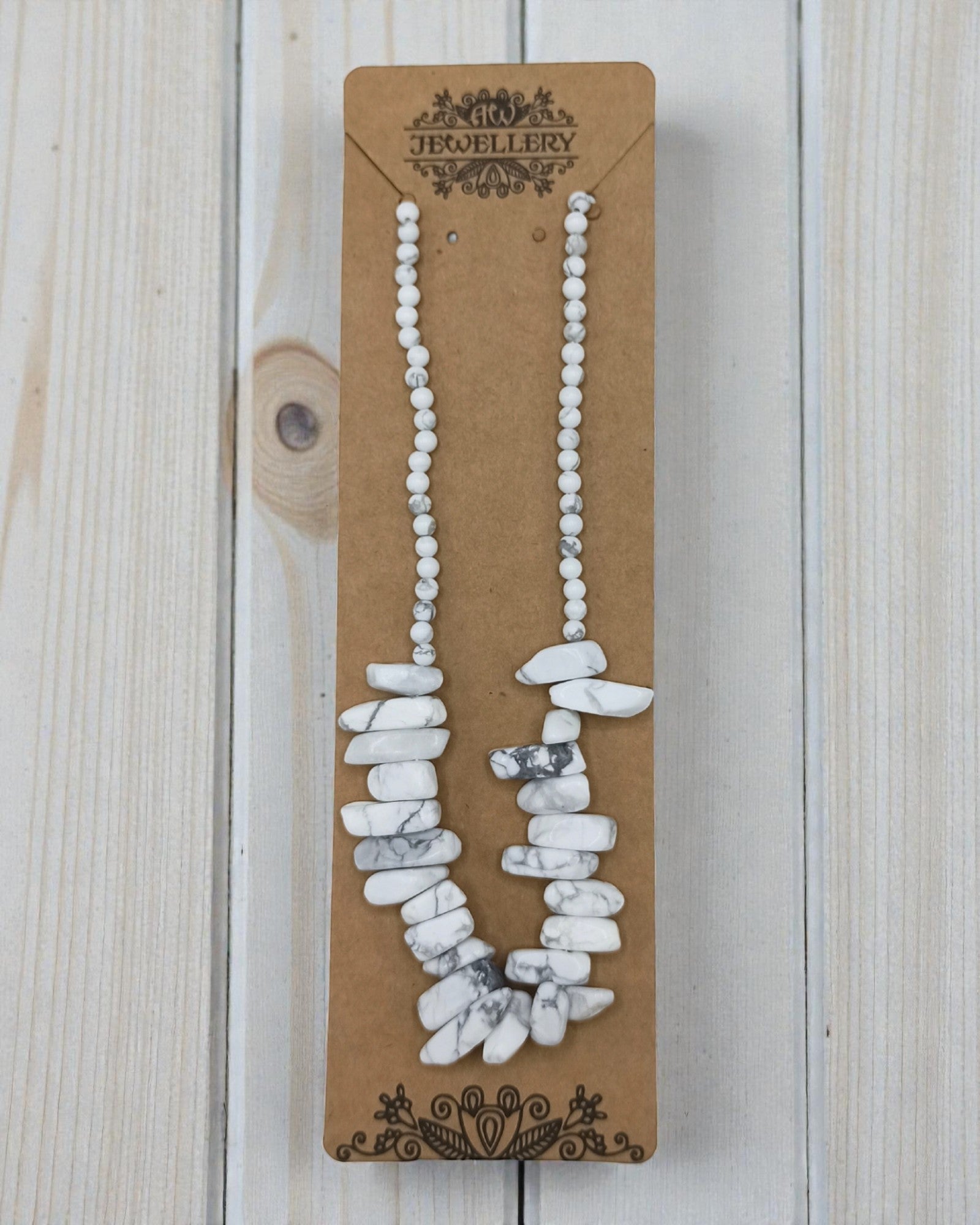 Snowy Silence – Necklace of Long White Jasper Stones