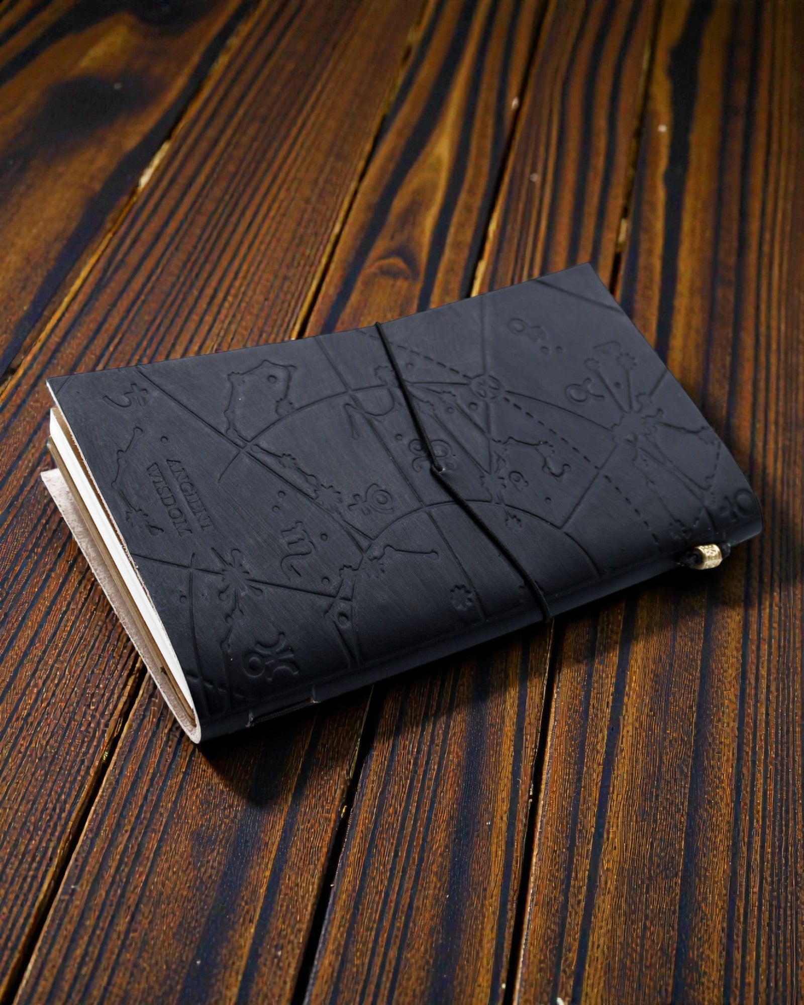 Handmade Leather Notebook My Little Black Book – Vintage Journal with Embossing (80 pages)