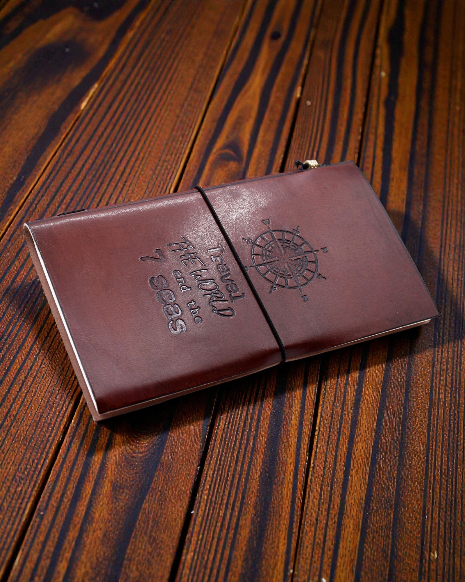 Handmade Leather Notebook Traveler’s Compass – Travel the World (80 pages)