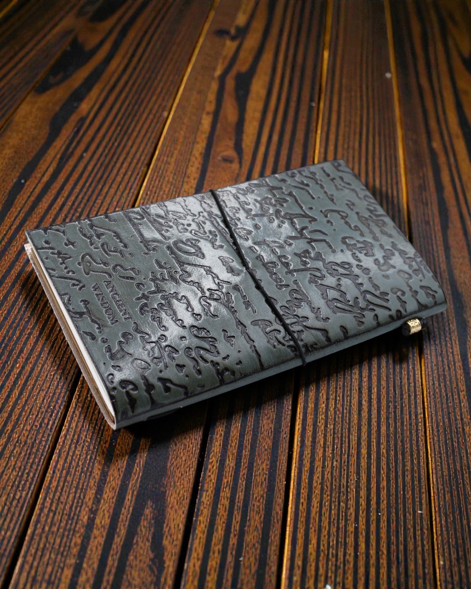 Important Things to Do – grey leather handmade notebook 22 × 12 × 1,5 cm, 80 pages